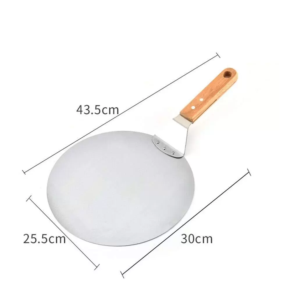 CNCEST Pizzaschieber Runde Edelstahl Pizzaschaufel mit Holzgriff zum Backen CNCEST Pizzaschieber Runde Edelstahl Pizzaschaufel mit Holzgriff zum Backen