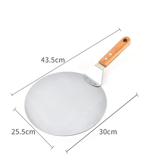 CNCEST Pizzaschieber Runde Edelstahl Pizzaschaufel mit Holzgriff zum Backen