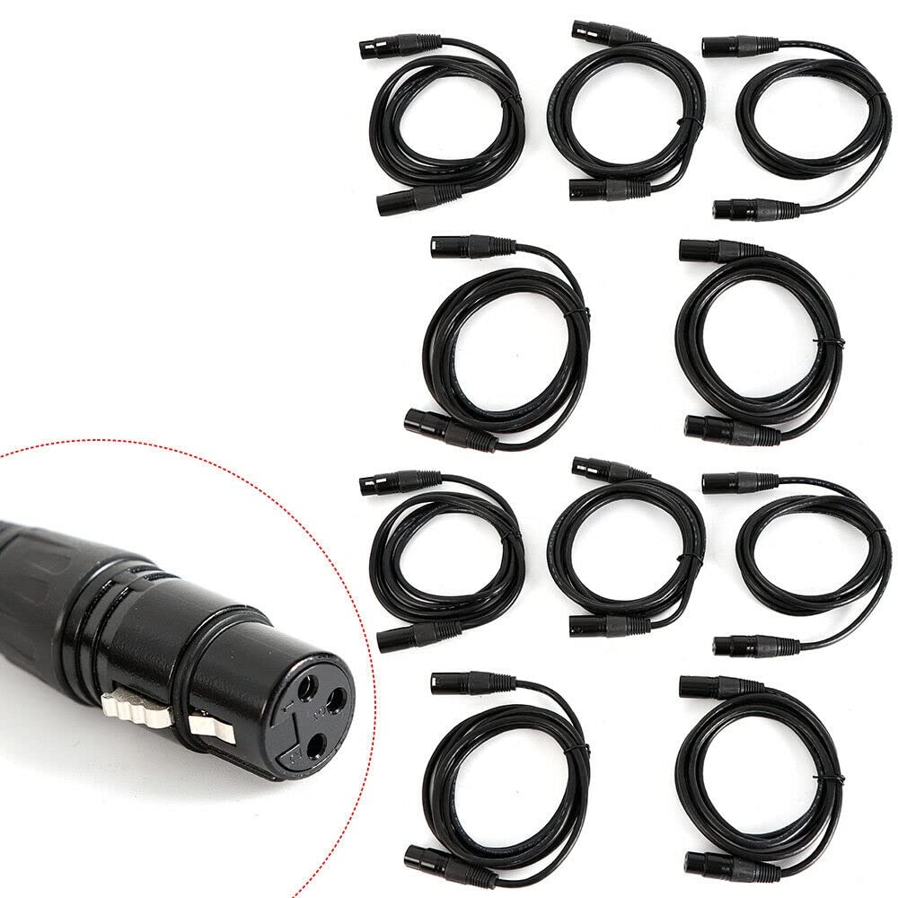 DMX Signalkabel, DMX512, Bühnenlichtkabel, 10pcs, 2m, DMX Signalkabel für Bühnenbeleuchtung, schwarz