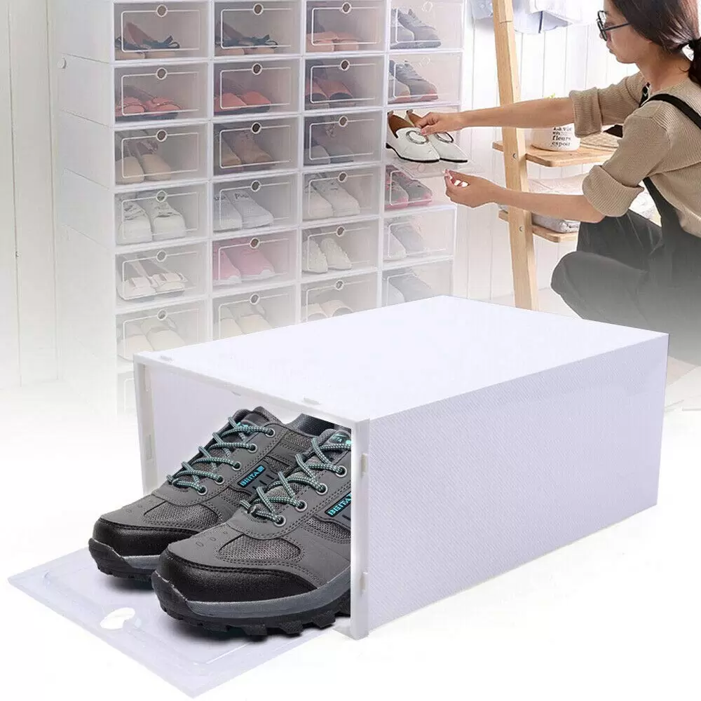 20pcs Kunststoff Schuhkartonset Kunststoffaufbewahrung Stapelbar Schublade Storage Box