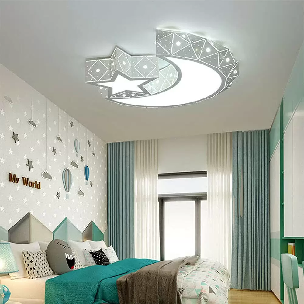 LED Star Moon Deckenlampe Deckenleuchte Kinderlampe Kinderzimmer Schlafzimmer Licht 220V
