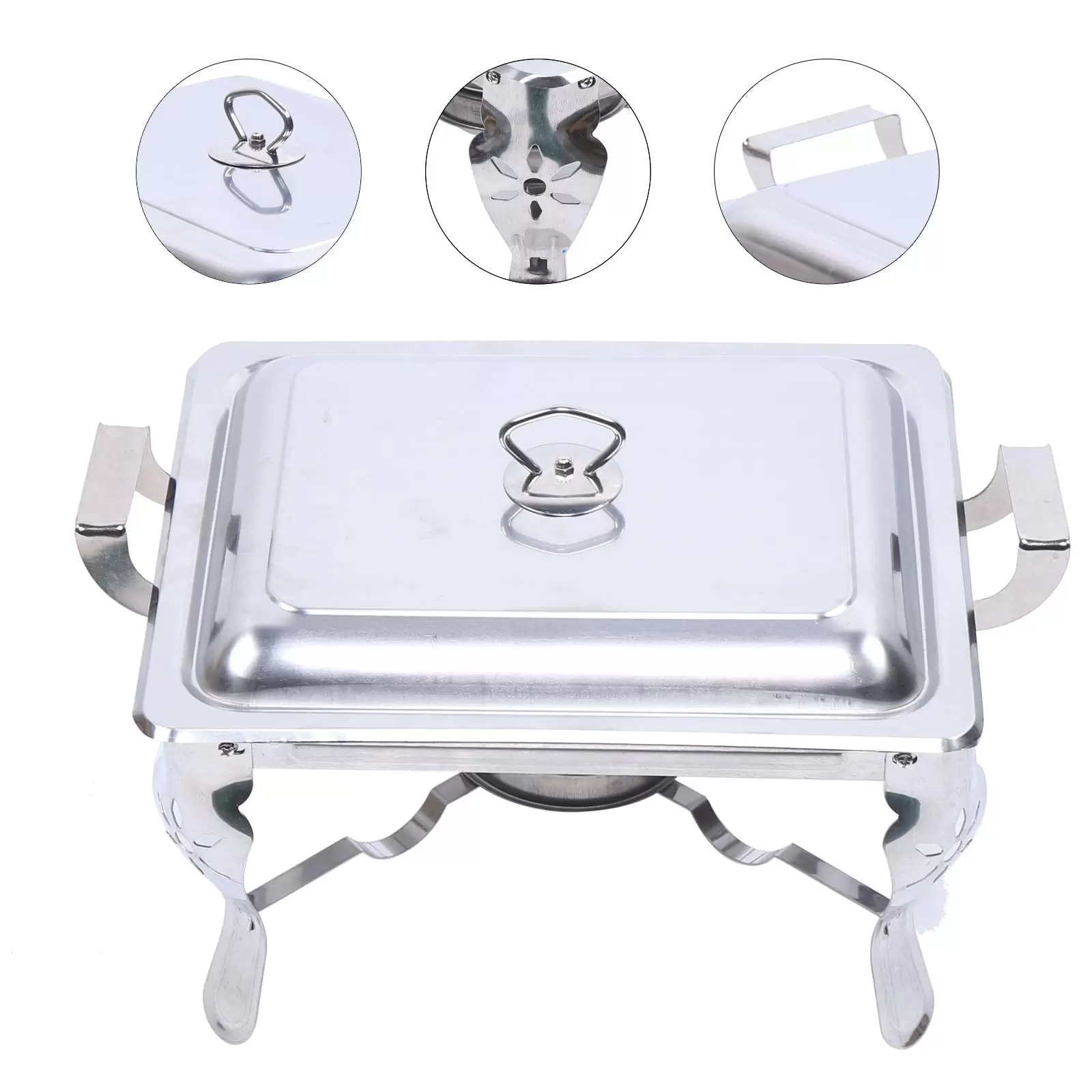 Chauffe-plat en acier inoxydable - Pour hôtel, restauration, buffet ou fête - Rectangulaire - 6 l Chauffe-plat en acier inoxydable - Pour hôtel, restauration, buffet ou fête - Rectangulaire - 6 l