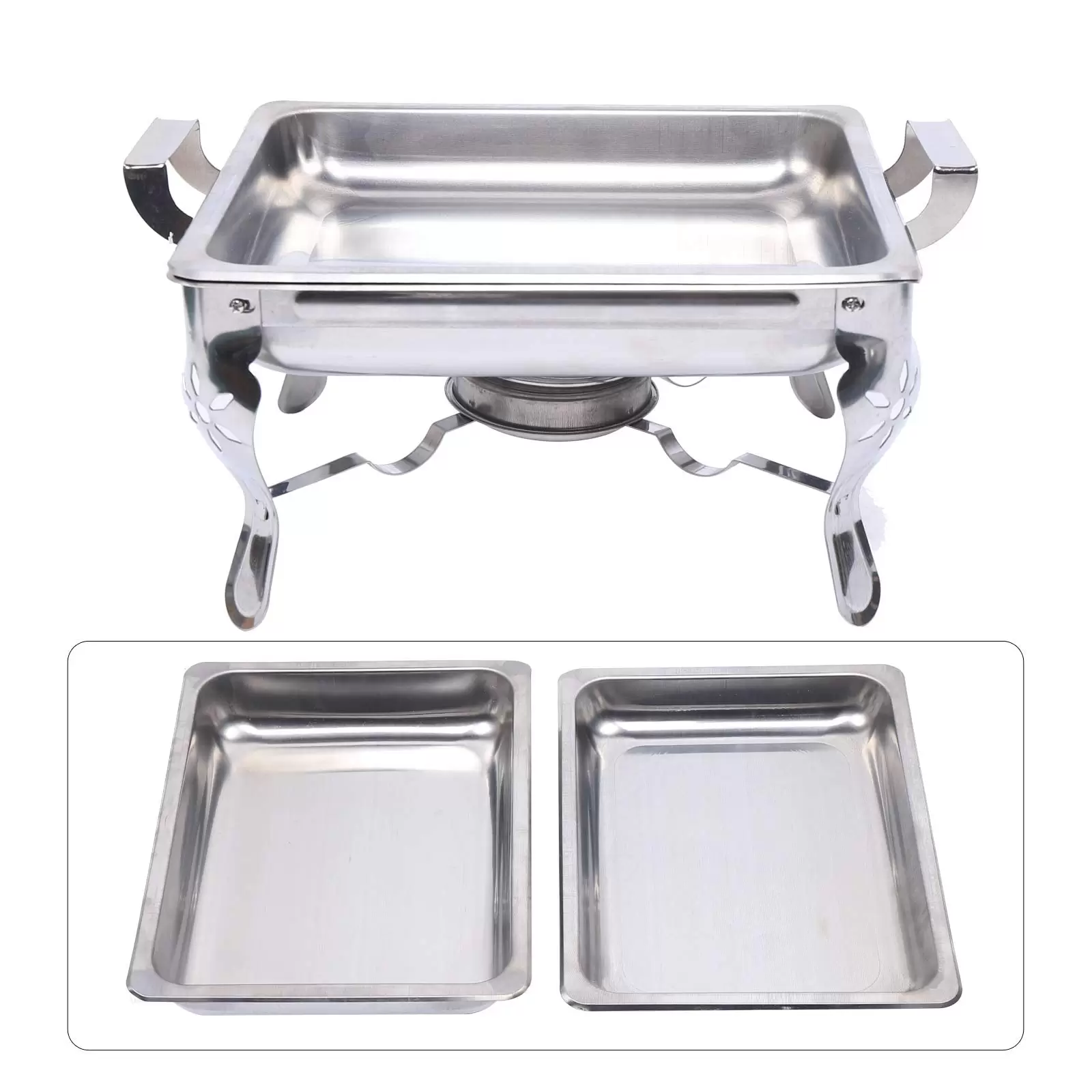 Chauffe-plat en acier inoxydable - Pour hôtel, restauration, buffet ou fête - Rectangulaire - 6 l Chauffe-plat en acier inoxydable - Pour hôtel, restauration, buffet ou fête - Rectangulaire - 6 l