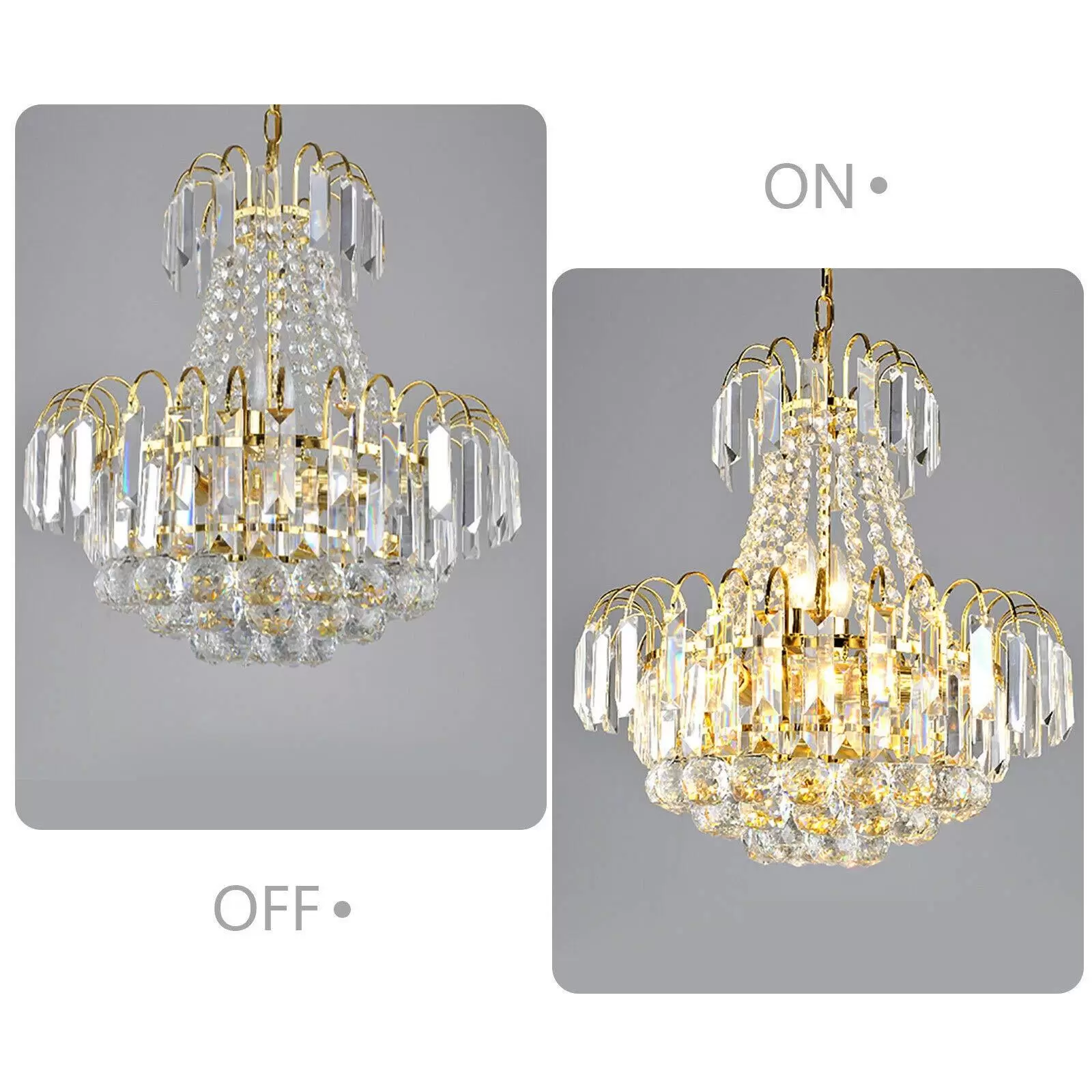60CM Modern K9 Kristall Deckenleuchte Gold Deckenlampe  LED Kronleuchter Lampe
