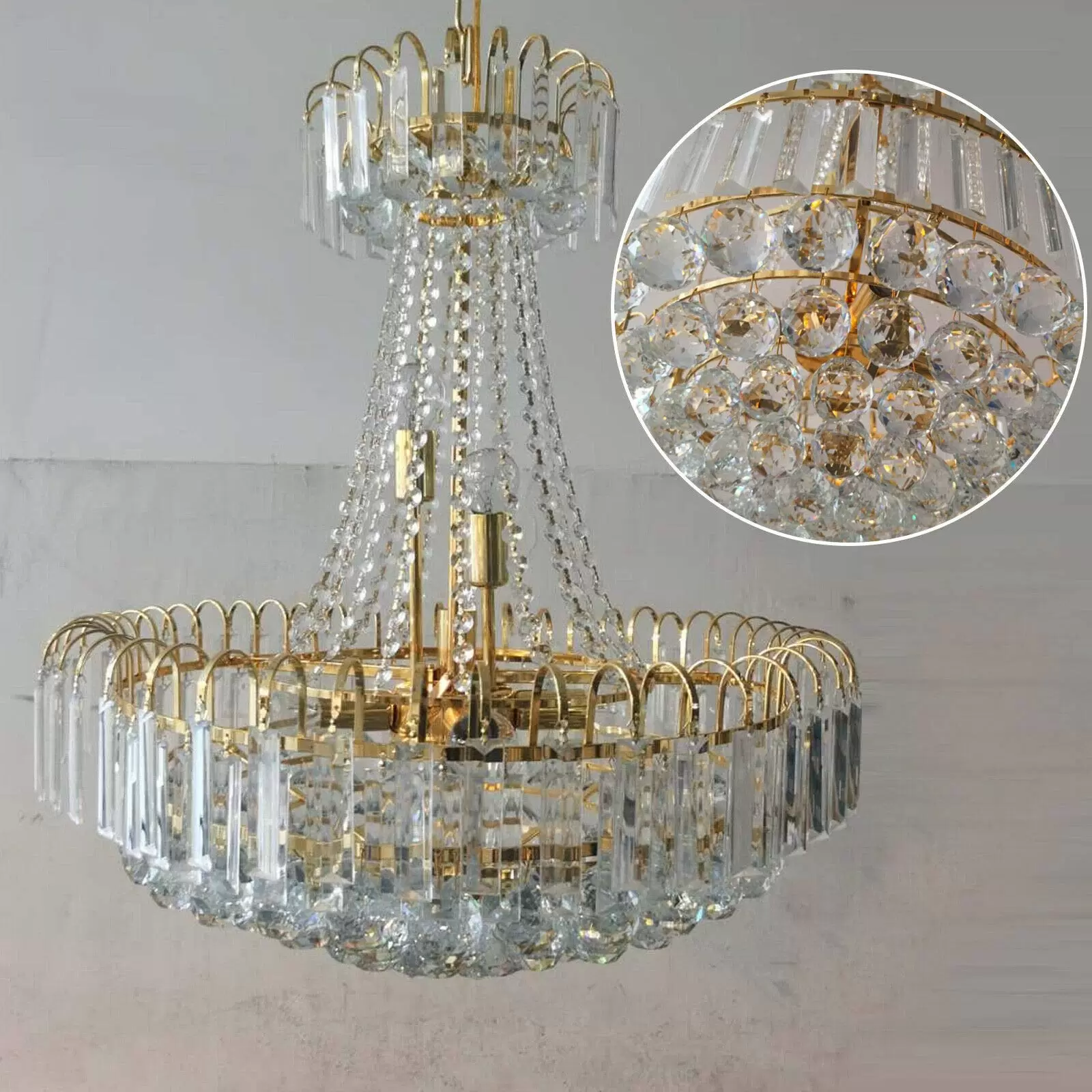 60CM Modern K9 Kristall Deckenleuchte Gold Deckenlampe  LED Kronleuchter Lampe