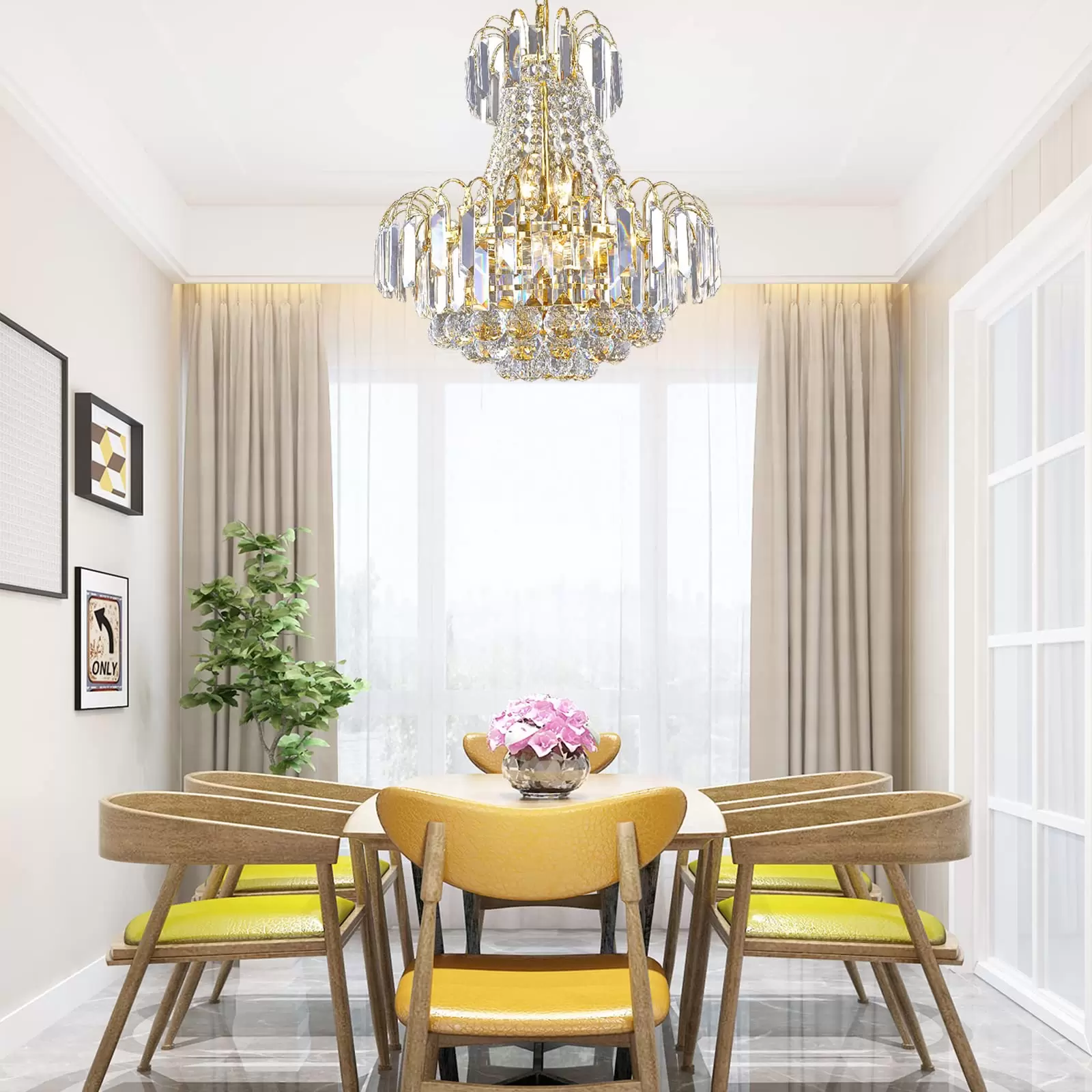 60CM Modern K9 Kristall Deckenleuchte Gold Deckenlampe  LED Kronleuchter Lampe