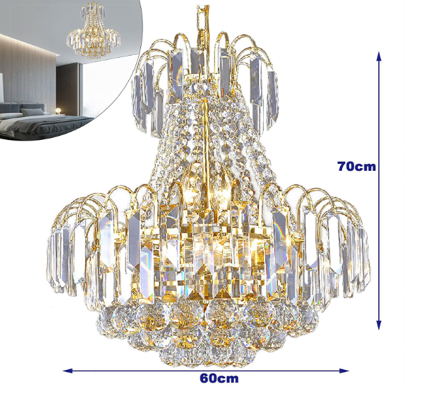 60CM Modern K9 Kristall Deckenleuchte Gold Deckenlampe  LED Kronleuchter Lampe