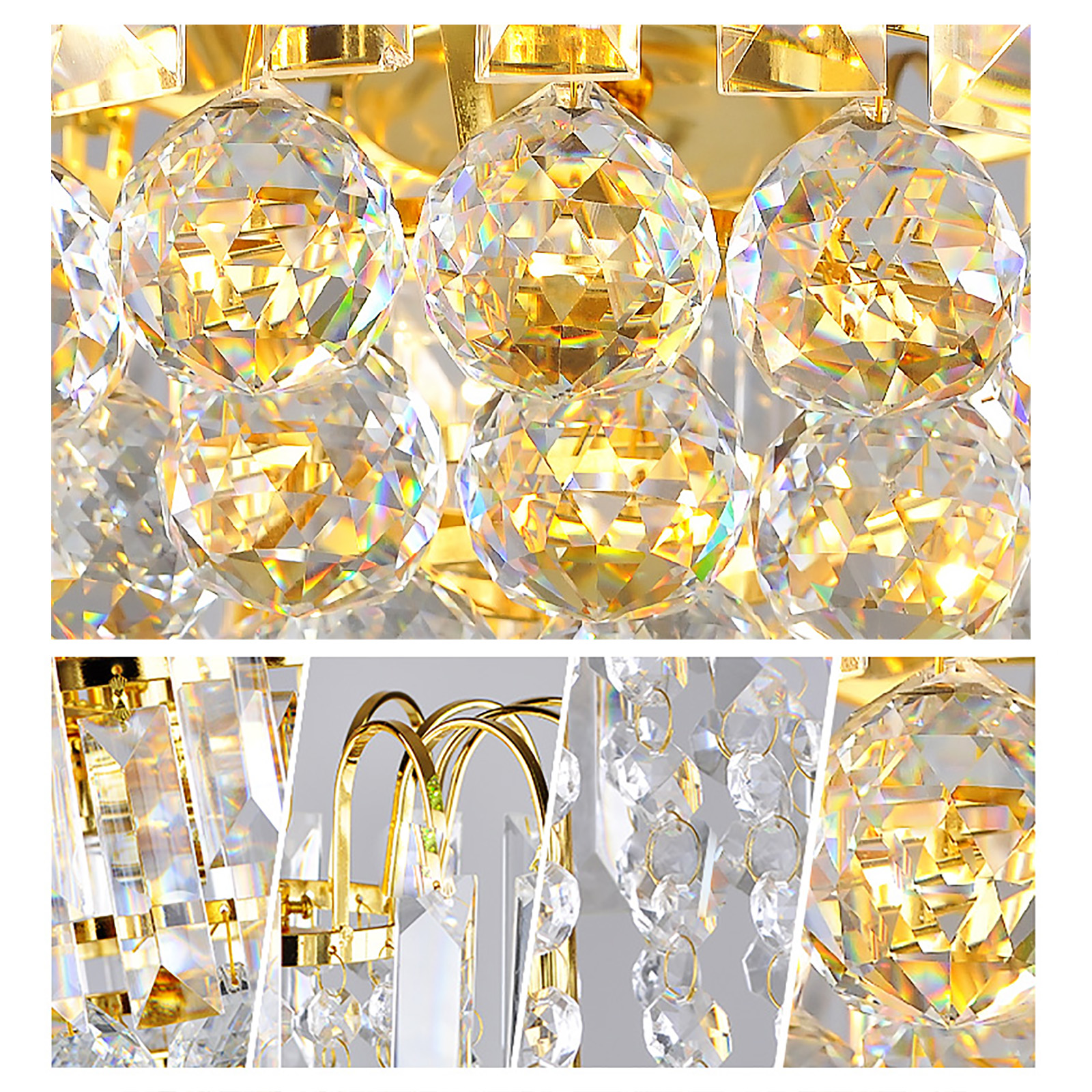 CNCEST Moderne Kristall-Kronleuchter Gold plattiert K9 Crystal Ball Raindrop Luxuriöse elegante Pendelleuchte Beleuchtung