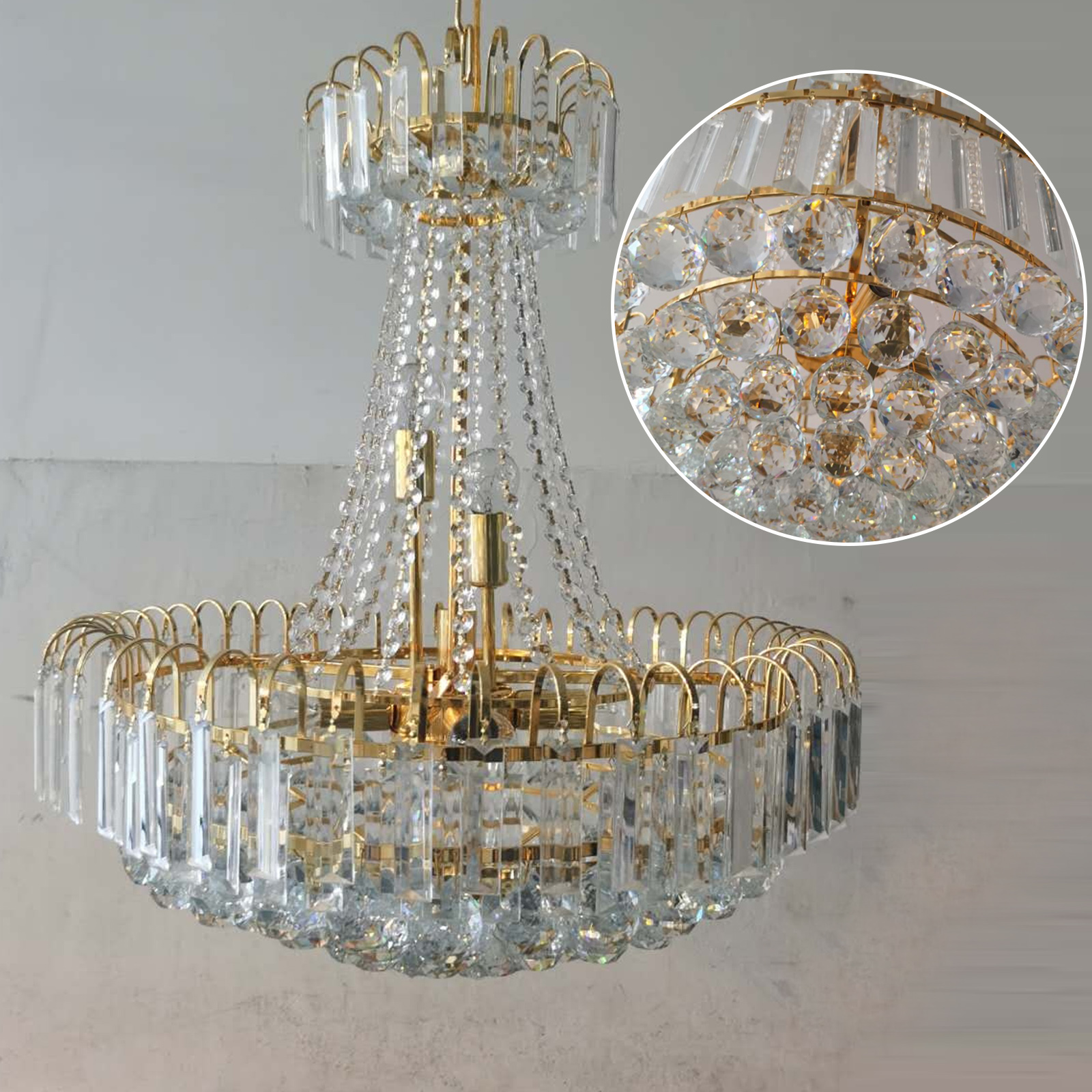 CNCEST Moderne Kristall-Kronleuchter Gold plattiert K9 Crystal Ball Raindrop Luxuriöse elegante Pendelleuchte Beleuchtung