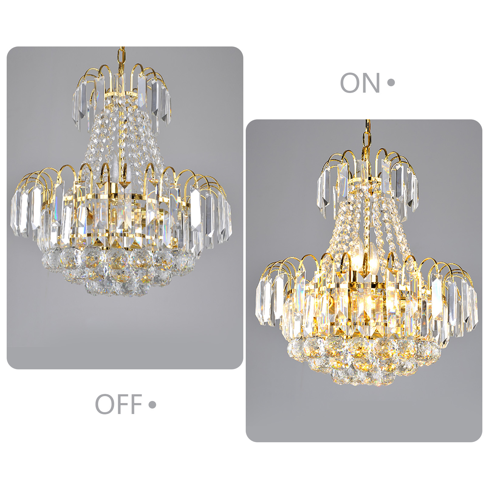 CNCEST Moderne Kristall-Kronleuchter Gold plattiert K9 Crystal Ball Raindrop Luxuriöse elegante Pendelleuchte Beleuchtung