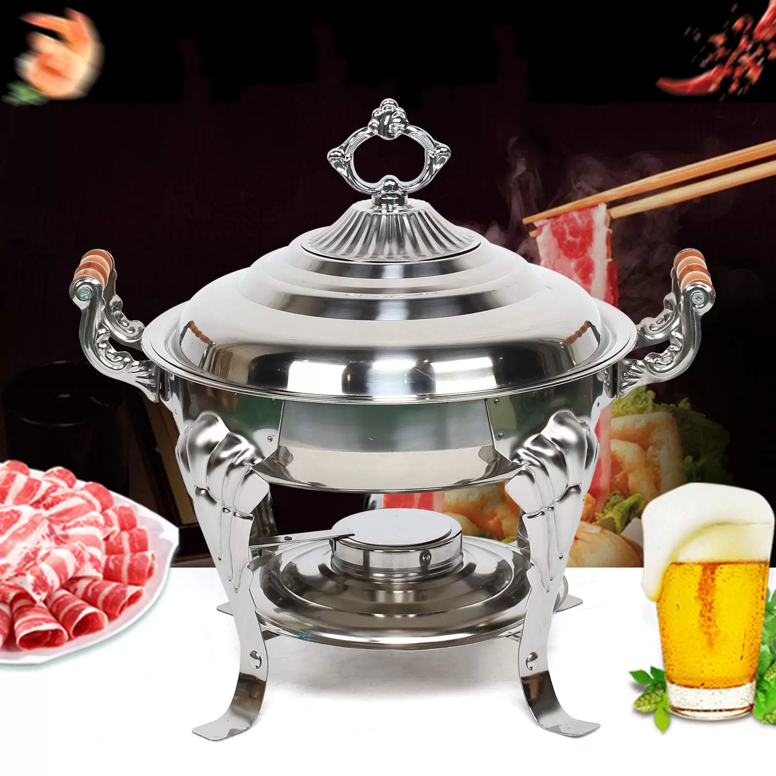Warmhaltebehälter Runden Edelstahl Chafing Dish Speisenwärmer Lebensmittelisolierung
