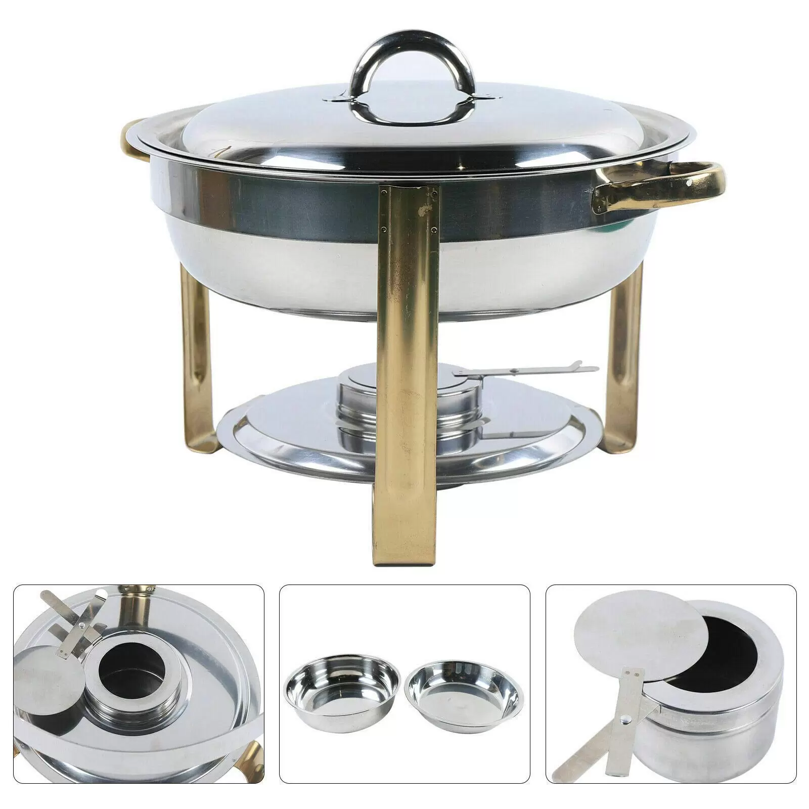 Chafing Dish Set 4L Runde Edelstahl mit Kraftstoffpastenbehälter Chafing Dish Set 4L Runde Edelstahl mit Kraftstoffpastenbehälter