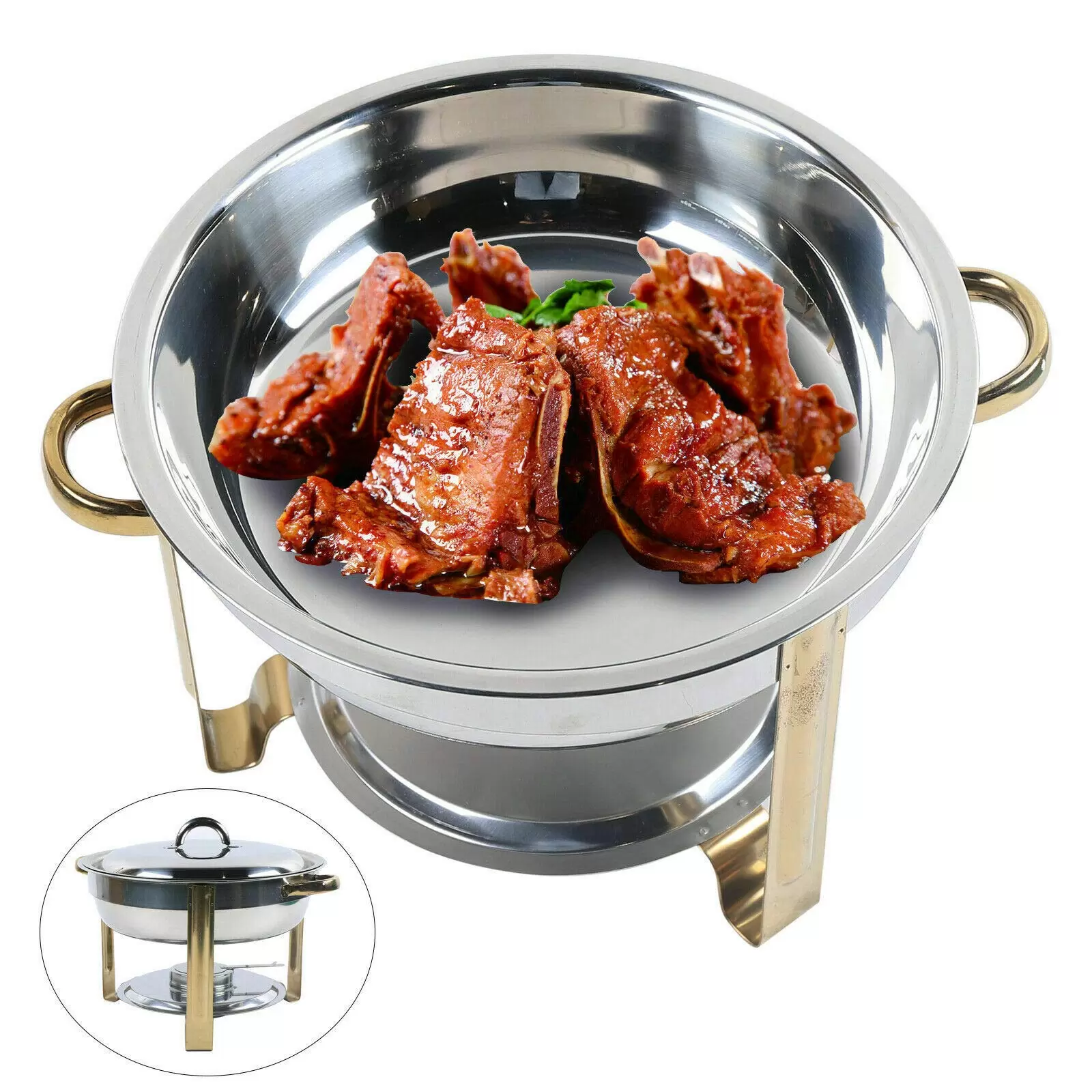Chafing Dish Set 4L Runde Edelstahl mit Kraftstoffpastenbehälter Chafing Dish Set 4L Runde Edelstahl mit Kraftstoffpastenbehälter