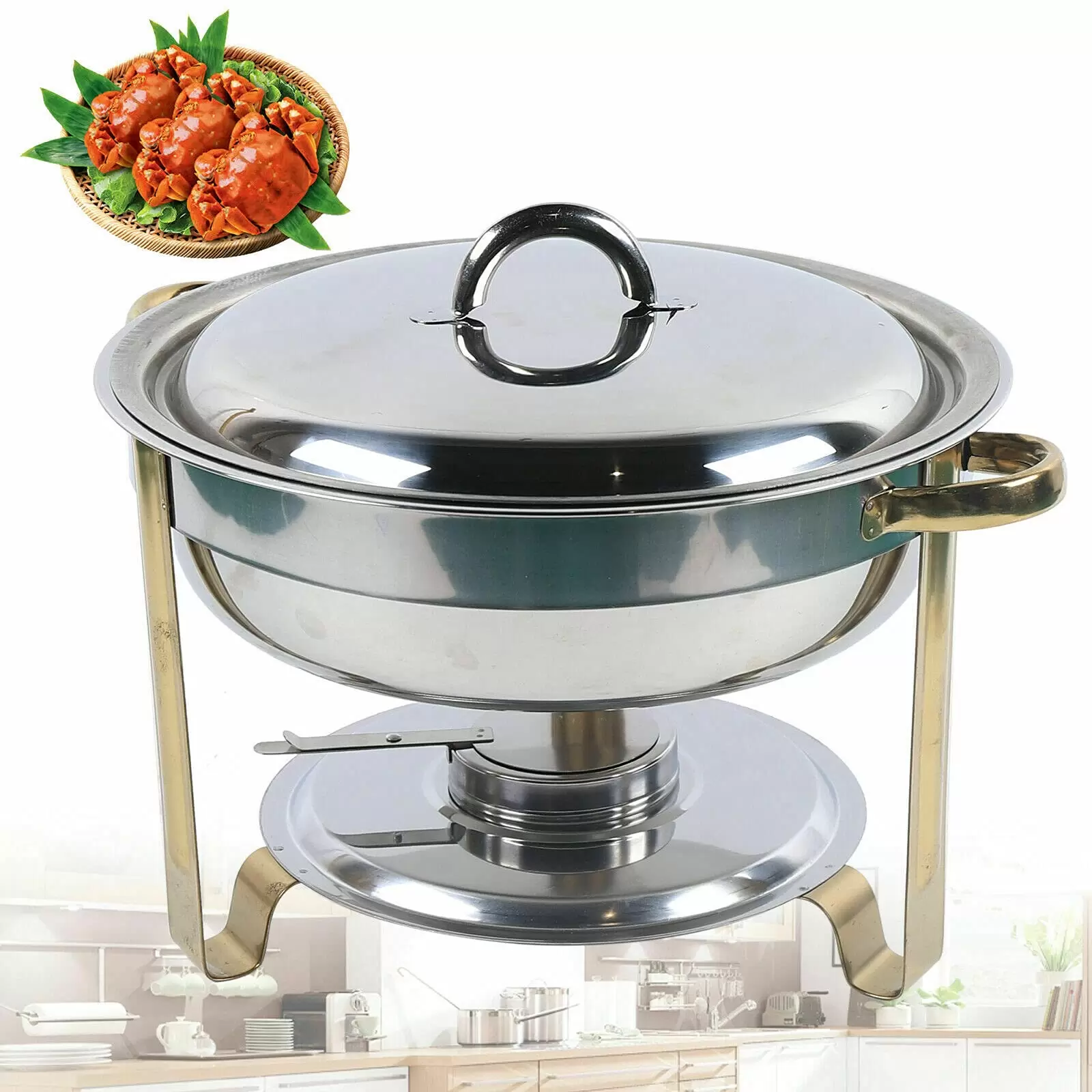 Chafing Dish Set 4L Runde Edelstahl mit Kraftstoffpastenbehälter Chafing Dish Set 4L Runde Edelstahl mit Kraftstoffpastenbehälter