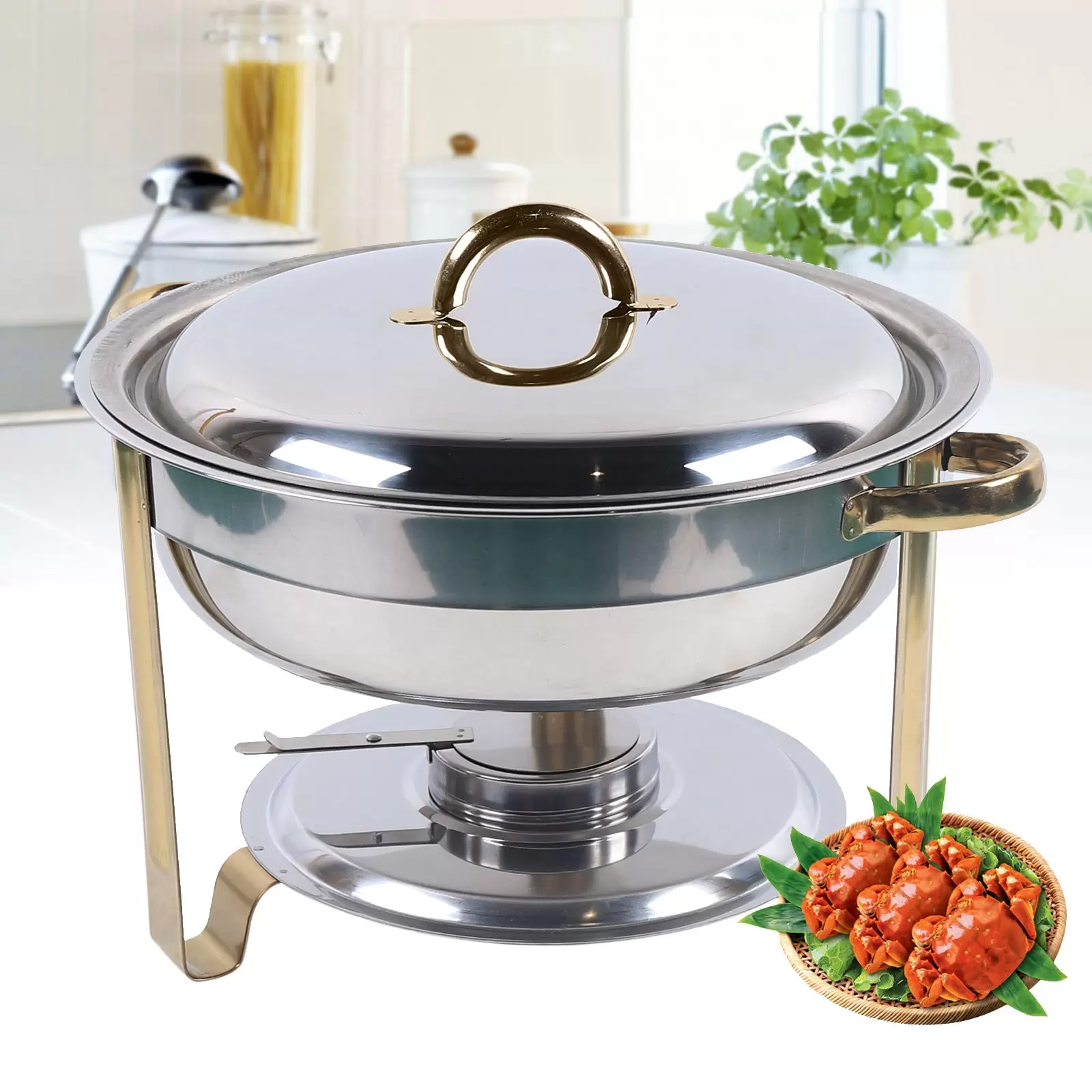 Chafing Dish Set 4L Runde Edelstahl mit Kraftstoffpastenbehälter Chafing Dish Set 4L Runde Edelstahl mit Kraftstoffpastenbehälter