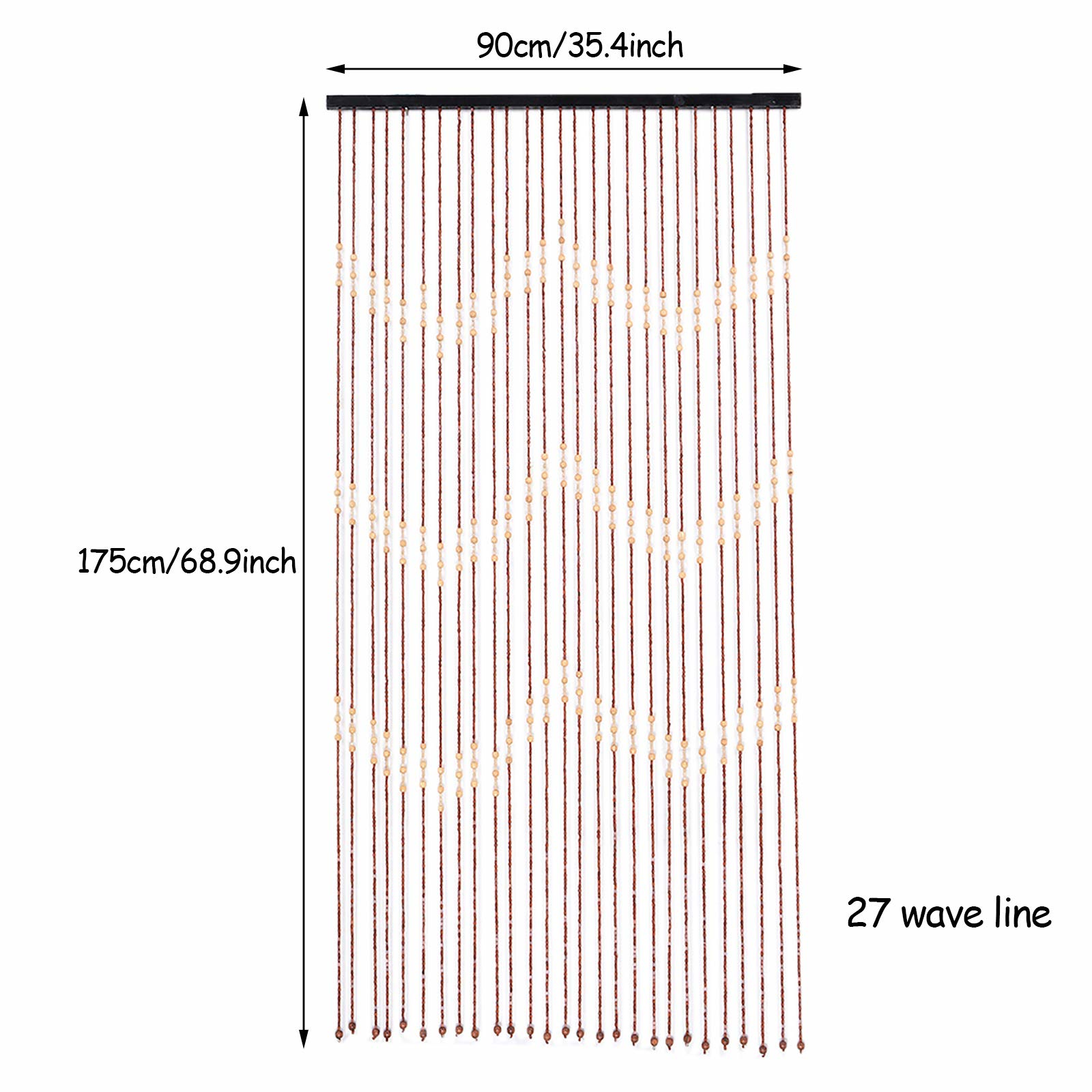 90 cm x 175 cm x 27 cm Holzperlenvorhang – Türvorhang, Trennwand, Türvorhang, Perlenvorhang