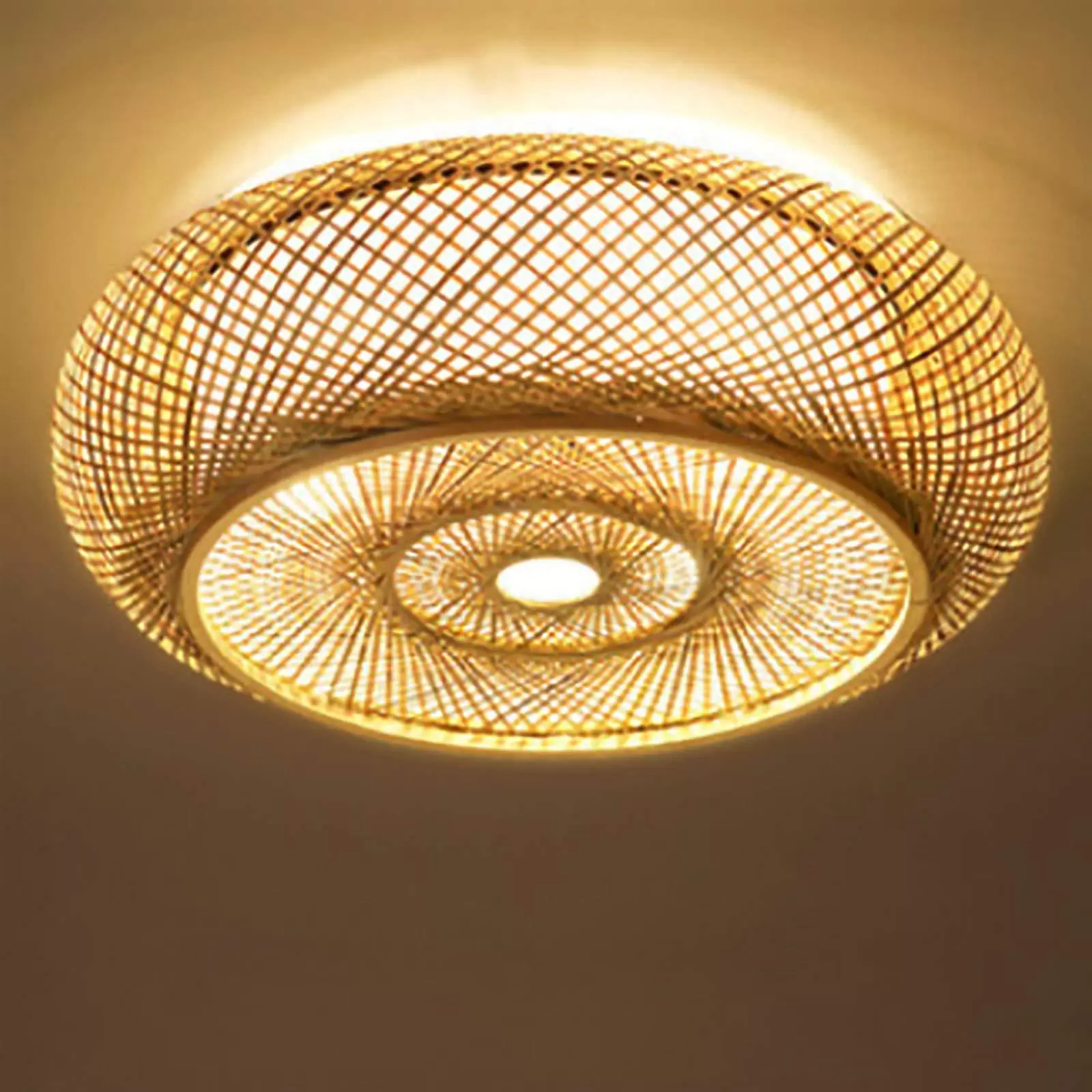 Deckenleuchte Rustikale Lodge Bambus Weben Wicker Rattan Laterne Unterputz Kronleuchte