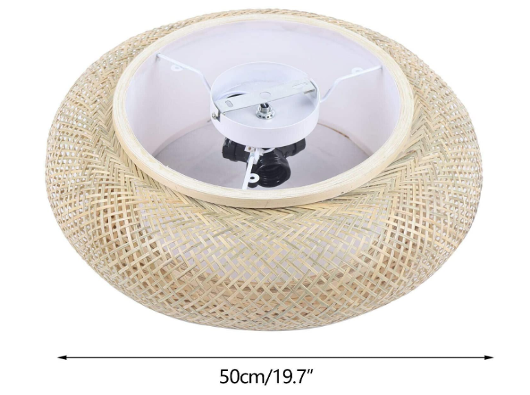 E27 50CM Deckenleuchte Bambus-Geflecht Suspension Bambus Deckenleuchte Lampe Rattan 3 Lampe Vintage Stil