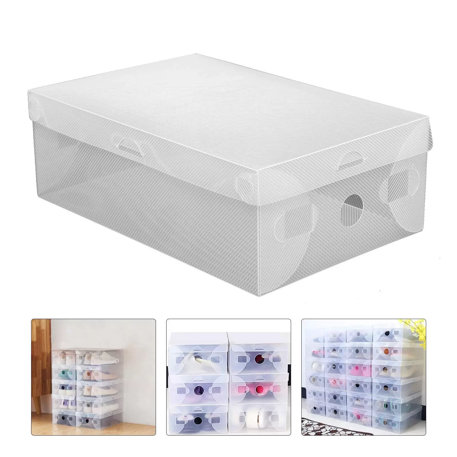 CNCEST 20x Schuhboxen Stapelbarer Schuhorganizer, 28x18x10cm, Kunststoffbox Schuhkarton Aufbewahrung Transparent CNCEST 20x Schuhboxen Stapelbarer Schuhorganizer, 28x18x10cm, Kunststoffbox Schuhkarton Aufbewahrung Transparent