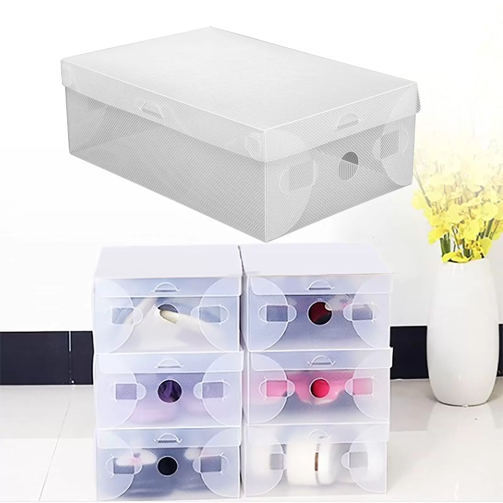 CNCEST 20x Schuhboxen Stapelbarer Schuhorganizer, 28x18x10cm, Kunststoffbox Schuhkarton Aufbewahrung Transparent CNCEST 20x Schuhboxen Stapelbarer Schuhorganizer, 28x18x10cm, Kunststoffbox Schuhkarton Aufbewahrung Transparent