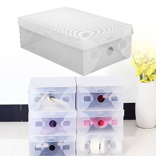 CNCEST 20x Schuhboxen Stapelbarer Schuhorganizer, 28x18x10cm, Kunststoffbox Schuhkarton Aufbewahrung Transparent