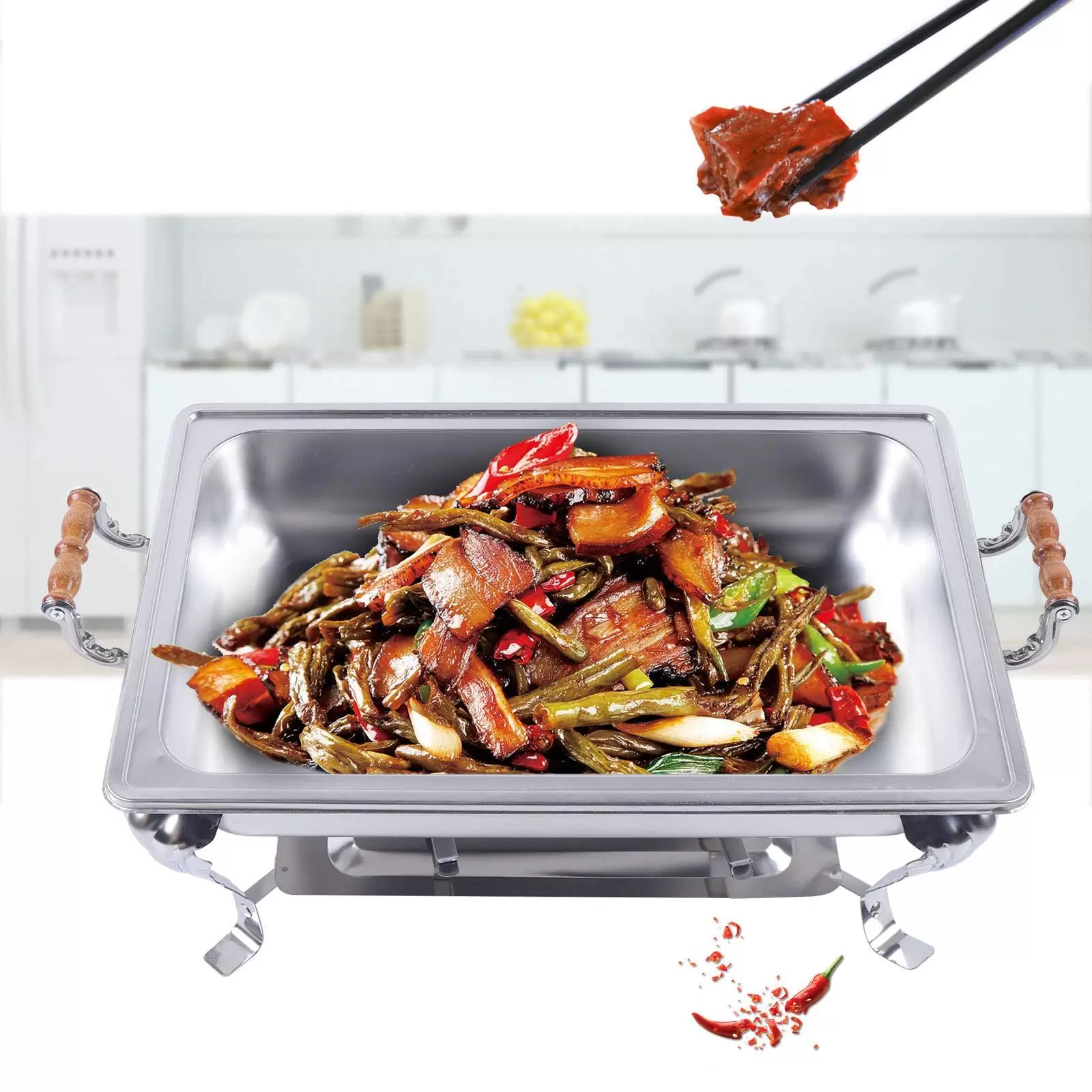 Chafing Dish Warmhaltebehälter Essen Speisenwärmer Edelstahl Wärmebehälter