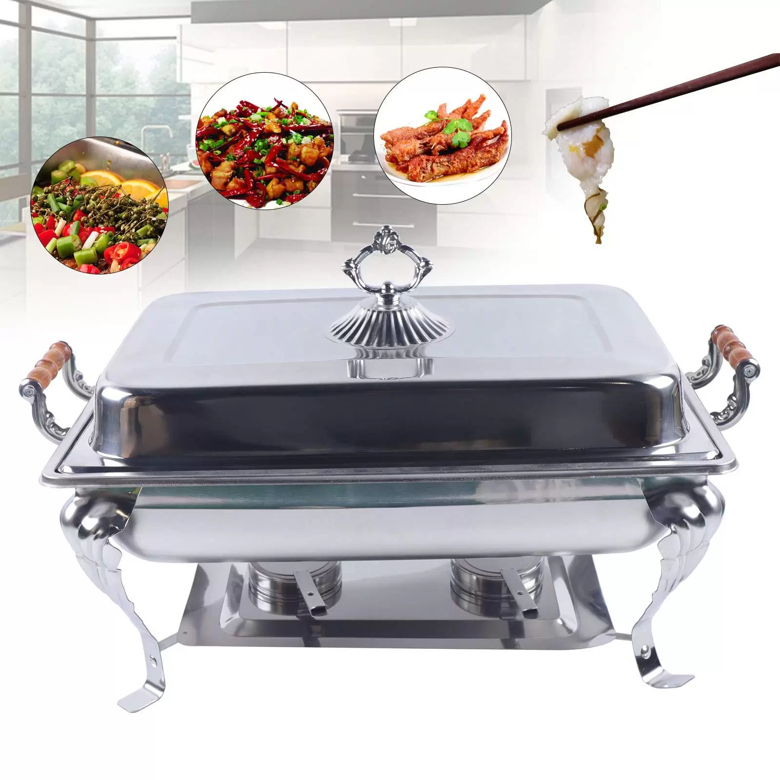 Chafing Dish Warmhaltebehälter Essen Speisenwärmer Edelstahl Wärmebehälter