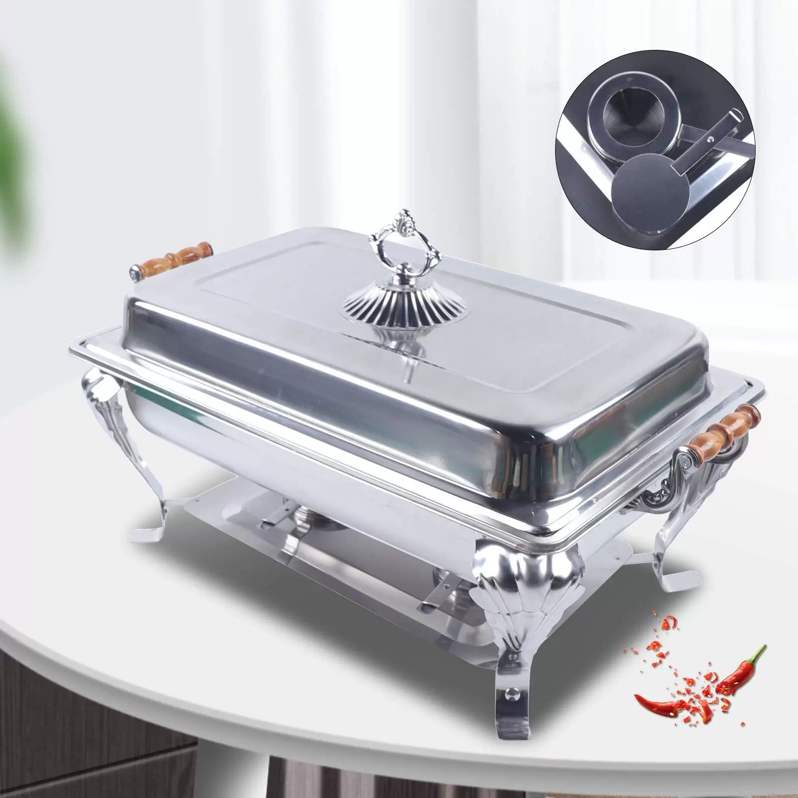 Chafing Dish Warmhaltebehälter Essen Speisenwärmer Edelstahl Wärmebehälter
