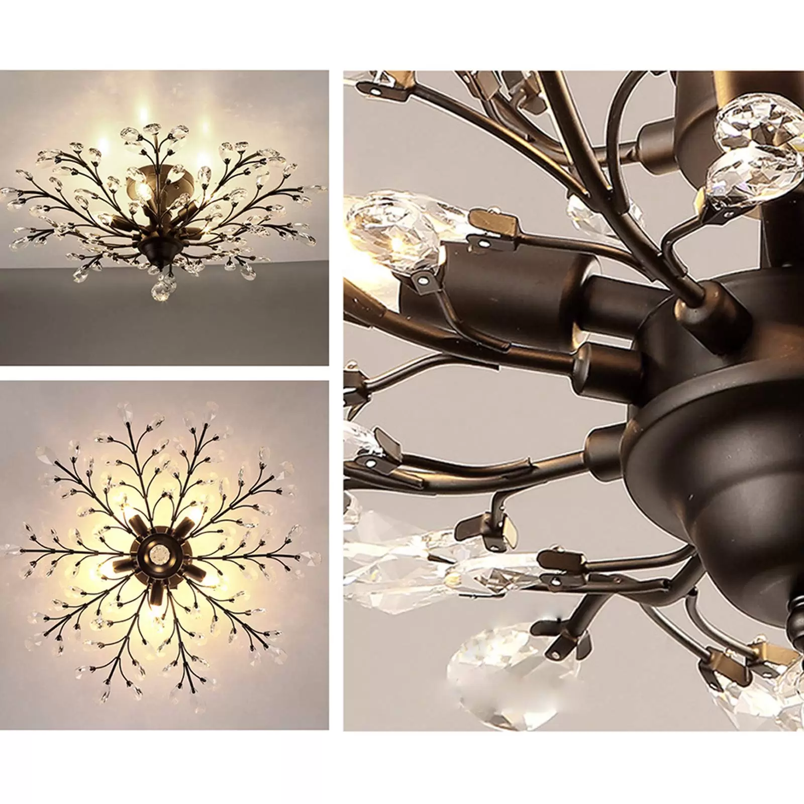 Antik Kristall Metall Kronleuchter Deckenleuchte Deckenlampe Beleuchtung