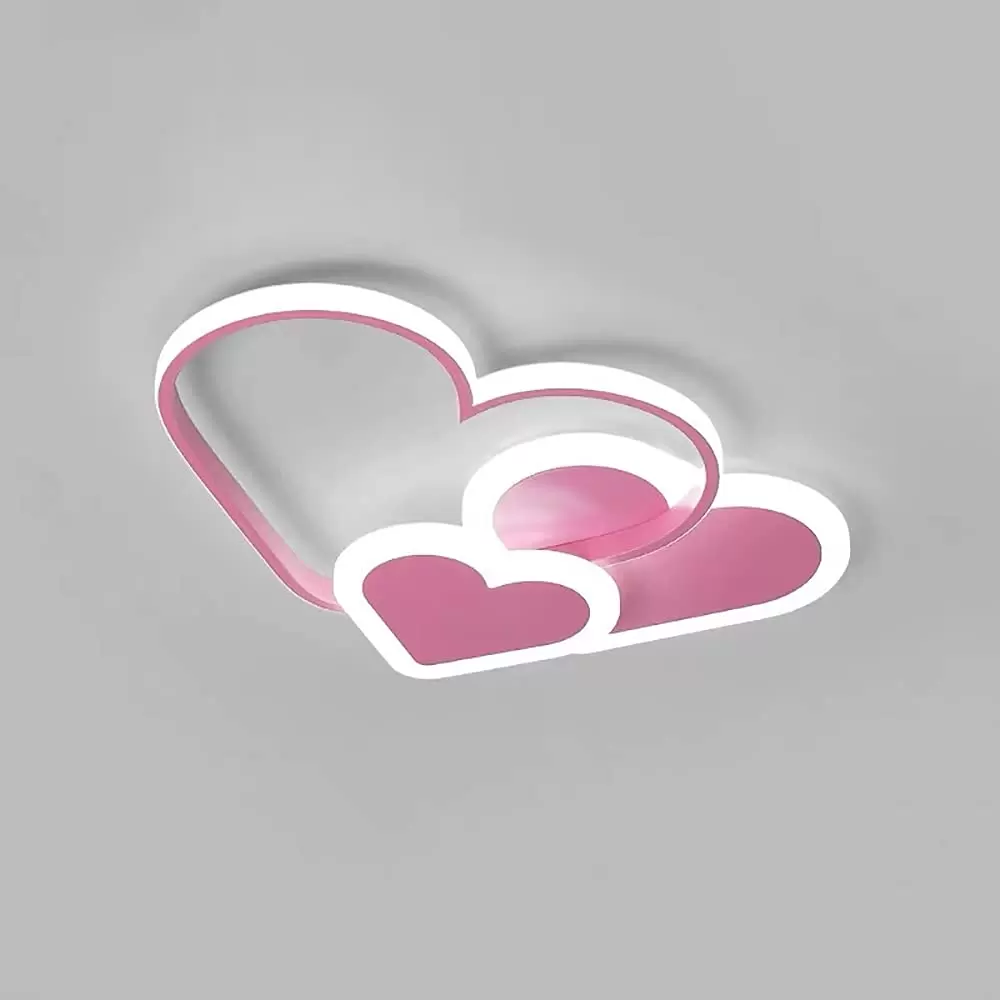 Herzförmige LED Kinderzimmerlampe Deckenleuchte Dimmbar Mit Fernbedienung Rosa Deckenlampe