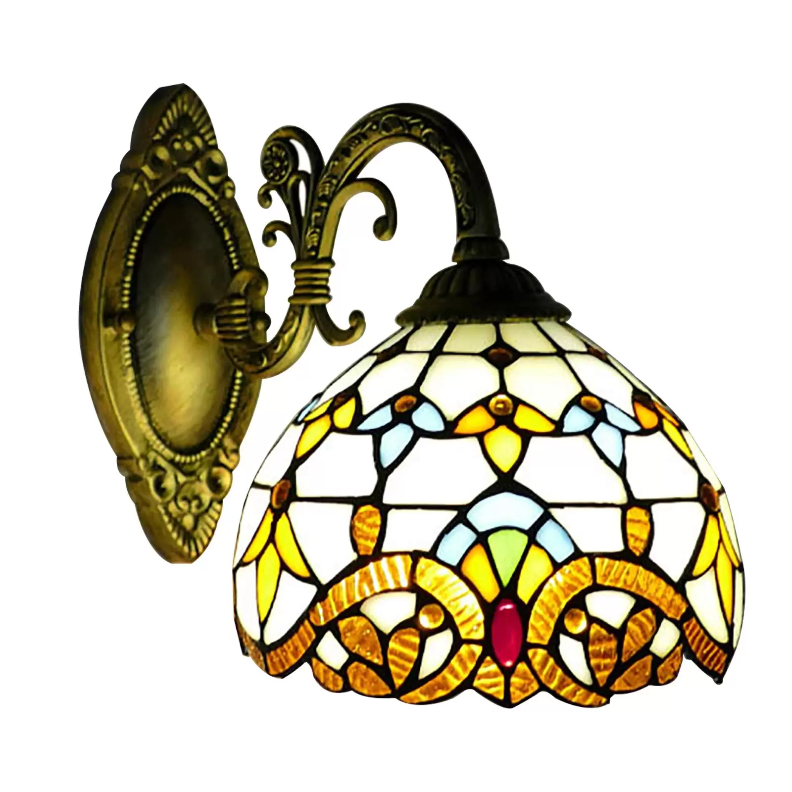 Tiffany Wandleuchte E27 Retro Glasmalerei Lampenschirm Landhausstil Flurlampe