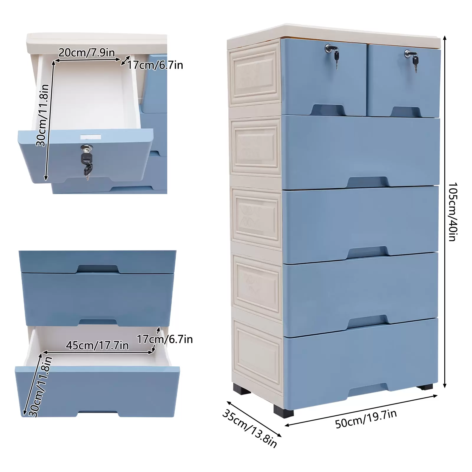Kommode mit 6 Schubladen Schubladenschrank aus Kunststoff Schubladencontainer Beistellschrank Kommode mit 6 Schubladen Schubladenschrank aus Kunststoff Schubladencontainer Beistellschrank