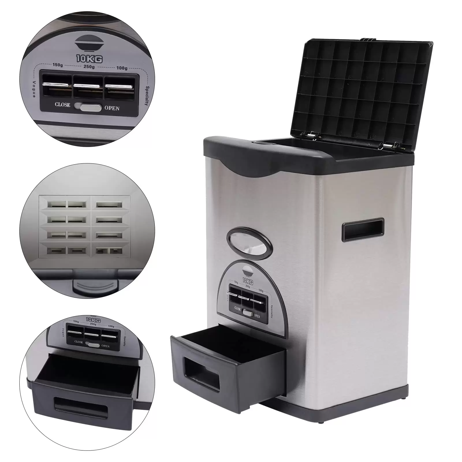 Automatische Reisspender Aufbewahrungsbehälter Edelstahl Reisspender Küche Trockenen Lebensmittel Spender 10kg/22lb Automatische Reisspender Aufbewahrungsbehälter Edelstahl Reisspender Küche Trockenen Lebensmittel Spender 10kg/22lb