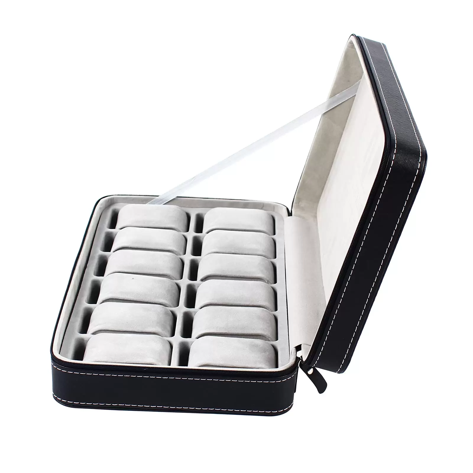 12 Slots Uhrenbox Uhrengehäuse Uhren PU-Leder mit Reißverschluss 12 Slots Uhrenbox Uhrengehäuse Uhren PU-Leder mit Reißverschluss
