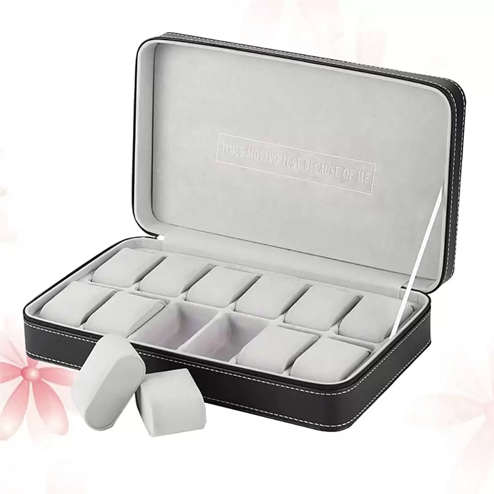 12 Slots Uhrenbox Uhrengehäuse Uhren PU-Leder mit Reißverschluss 12 Slots Uhrenbox Uhrengehäuse Uhren PU-Leder mit Reißverschluss