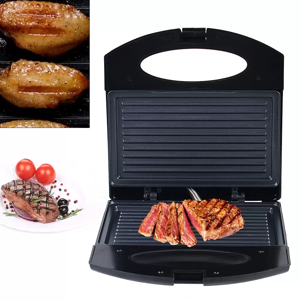 CNCEST 600-750W Steakmaschine Heizmaschine Doppelseitiger Kontaktgrill Tisch Elektro Grill