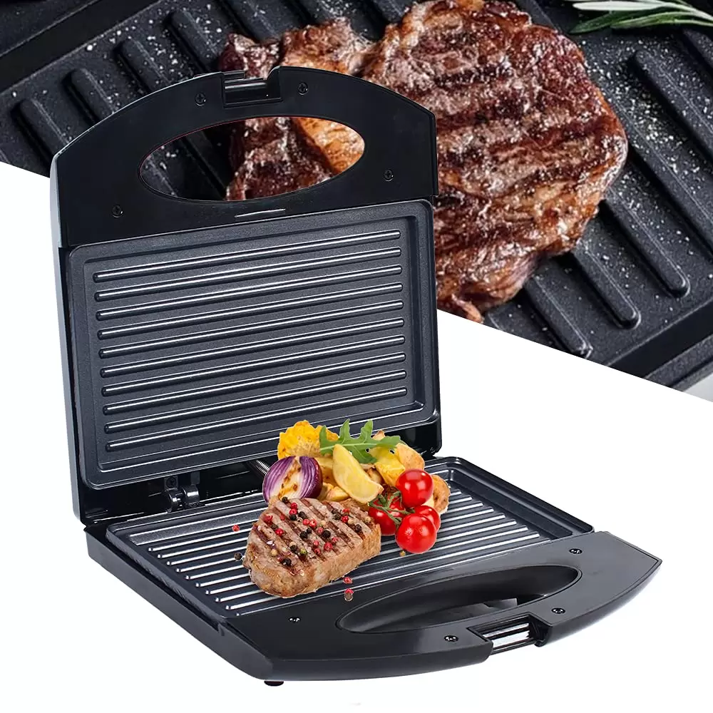 CNCEST 600-750W Steakmaschine Heizmaschine Doppelseitiger Kontaktgrill Tisch Elektro Grill