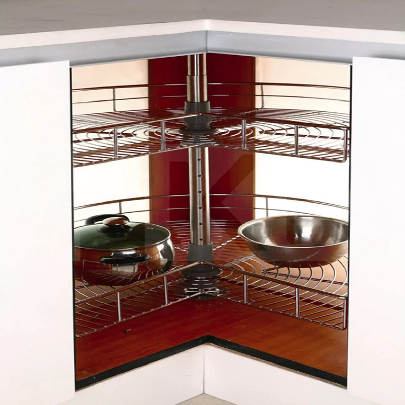 Küchenregal 270 ° Eckdesign Ecke Lagerregal Schrank 2-Stufiges Höhenverstellbares Ausziehbares Aufbewahrung Ablagen für Vorratsräumen Gastronomien Küchen