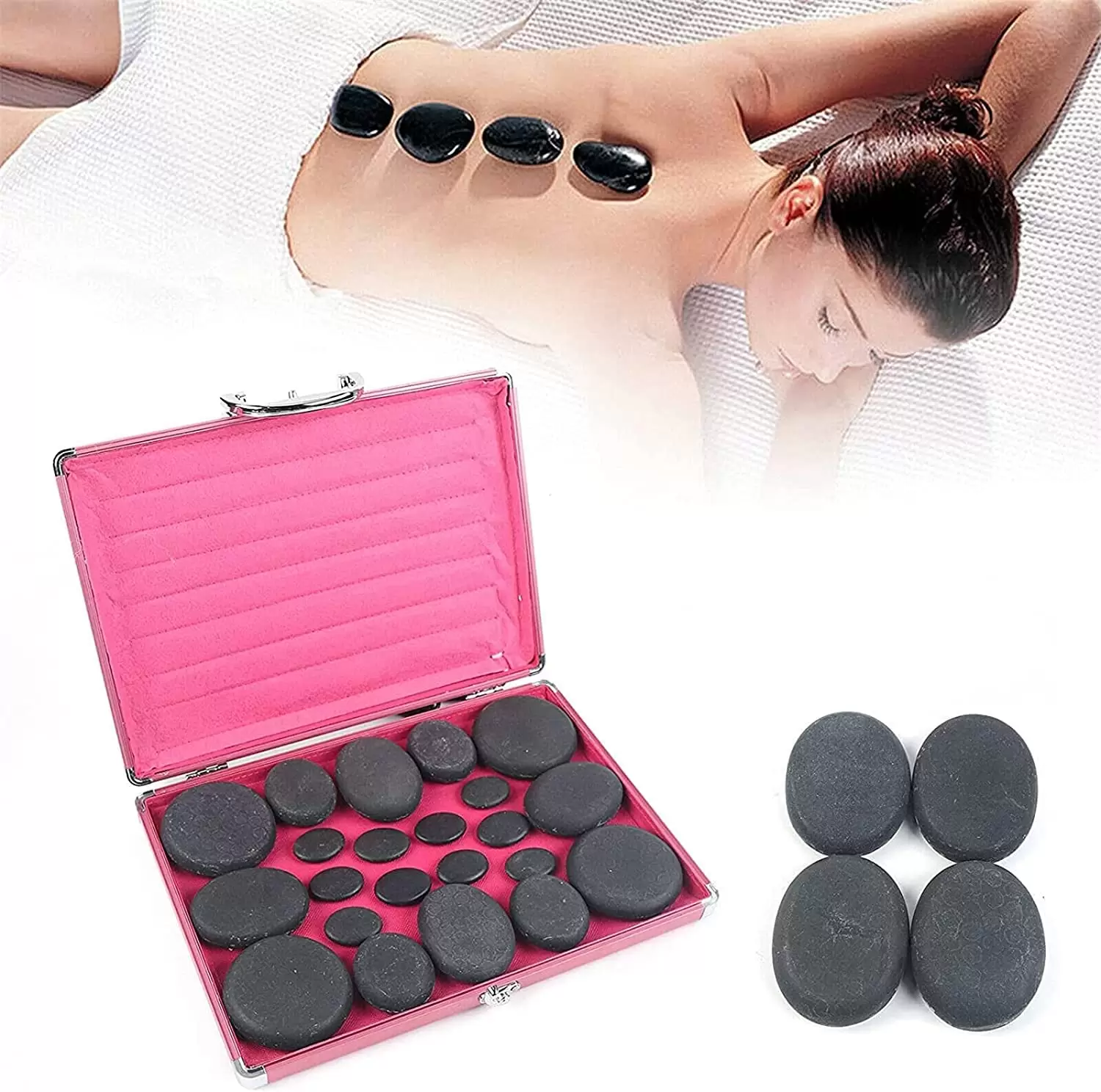 20 Stück Hot Stone Massage Set Schwarz Stein Wärmesteine Wärmegerät Spa Massagesteine Mit Heizbox 20 Stück Hot Stone Massage Set Schwarz Stein Wärmesteine Wärmegerät Spa Massagesteine Mit Heizbox