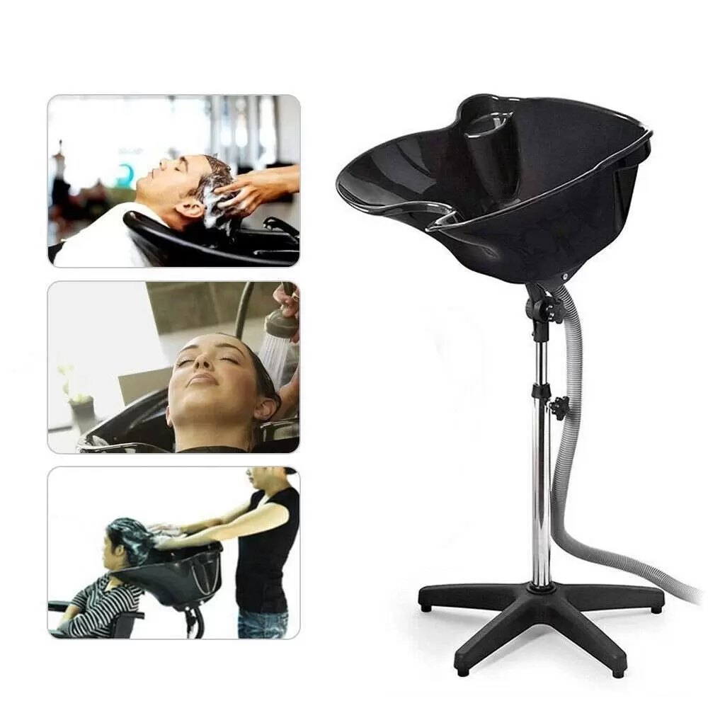 48 x 50 cm Mobil Friseur Waschbecken Schwarz Mobile Rückwärtswaschbecken