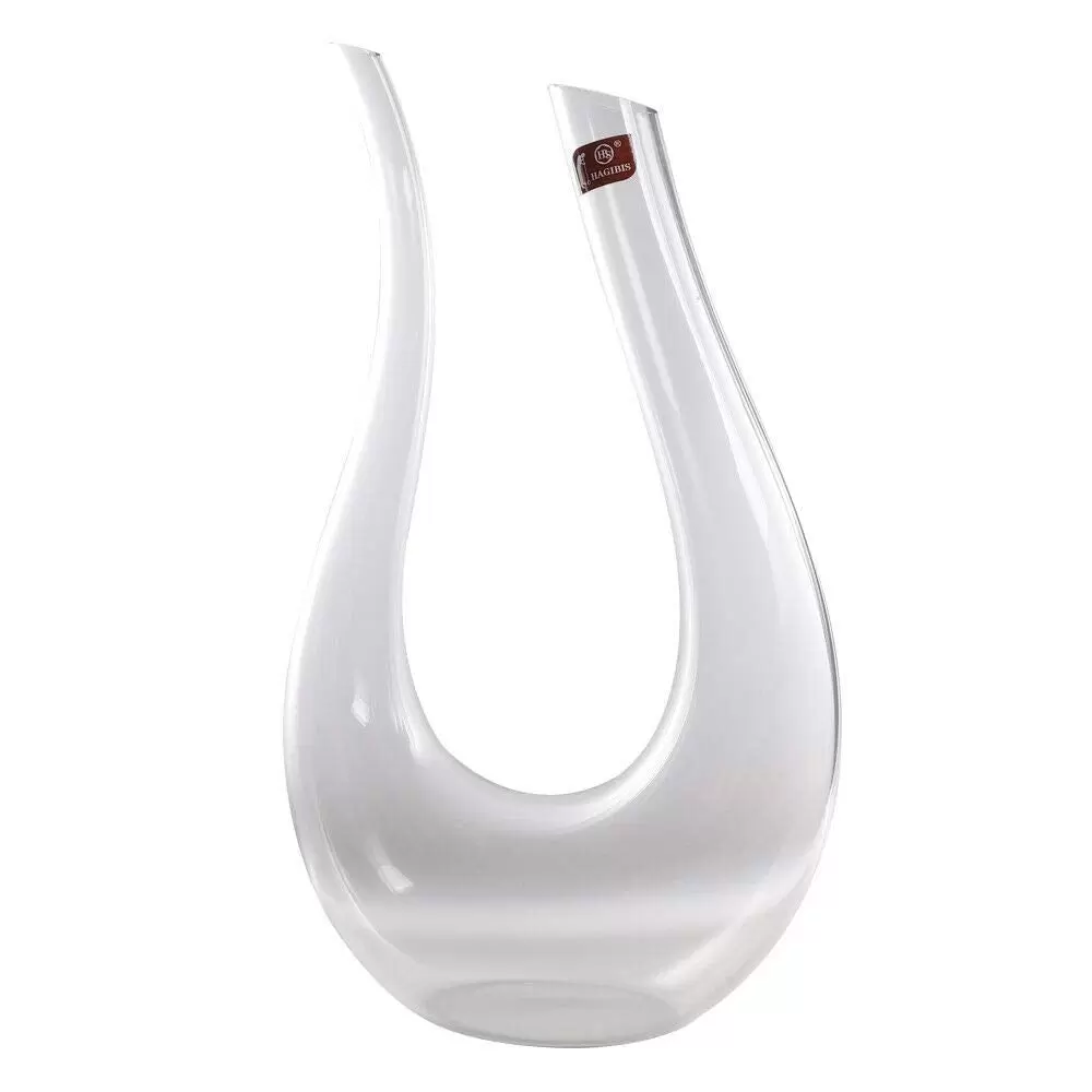 Weinkaraffe Dekantier Whisky Glaskaraffe Mundgeblasene Glas Transparent U-Form 1,5 Liter