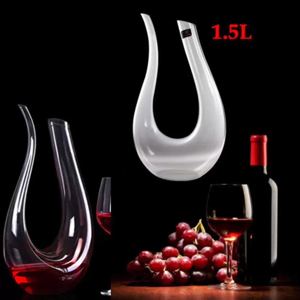 Weinkaraffe Dekantier Whisky Glaskaraffe Mundgeblasene Glas Transparent U-Form 1,5 Liter Weinkaraffe Dekantier Whisky Glaskaraffe Mundgeblasene Glas Transparent U-Form 1,5 Liter