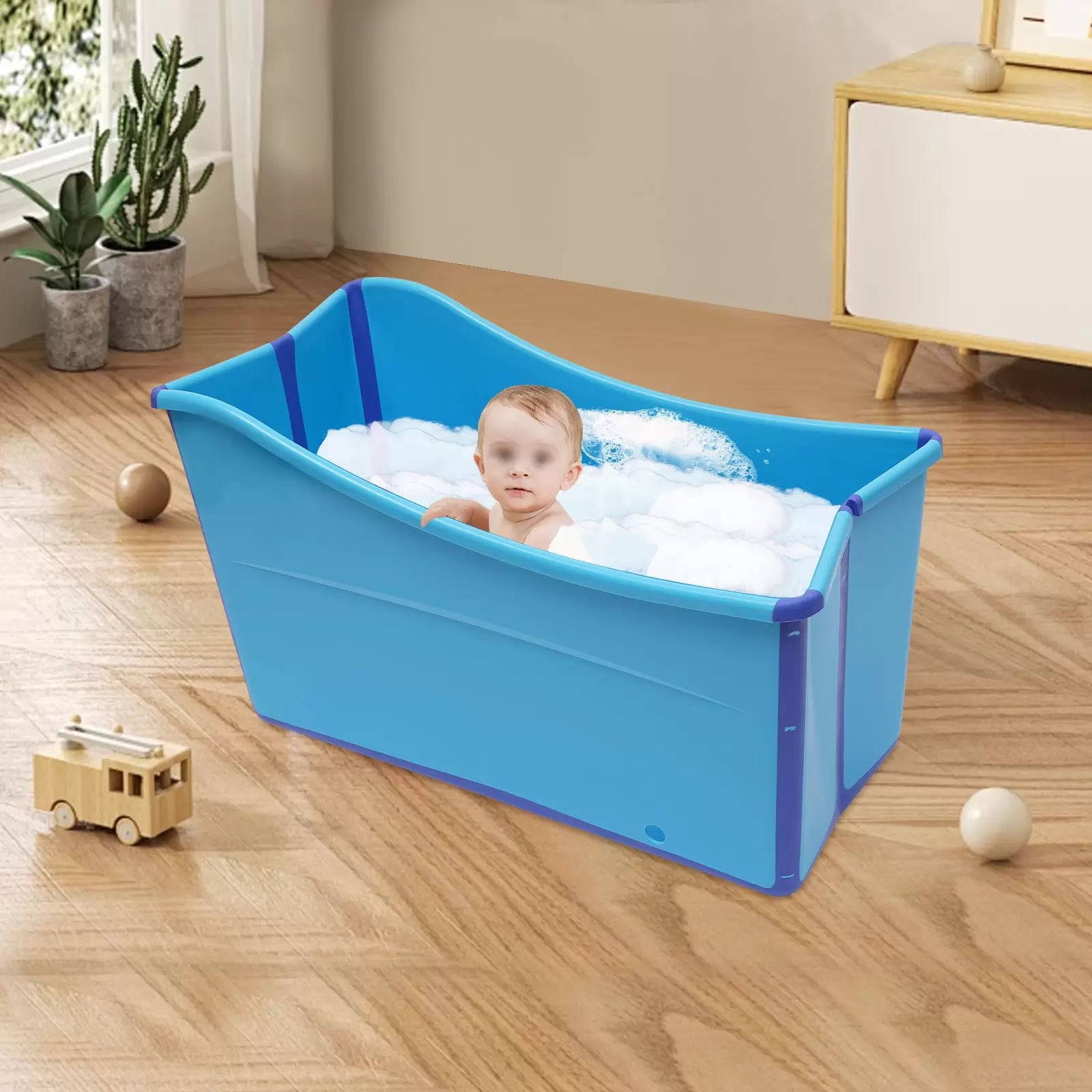 Faltbare Badewanne Erwachsene, Klappbadewanne Erwachsene 39,37 Zoll Mobile Tragbares Faltbadeimer Set