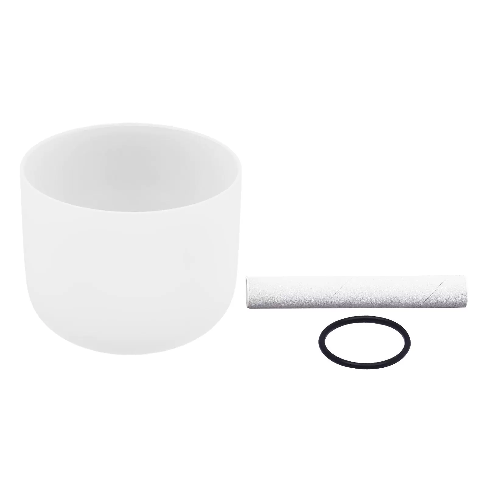 8 Zoll F Ton Quartz Kristallklangschale 20 cm, inklusive O-Ring, Schlägel , Weiß, 440 Hz