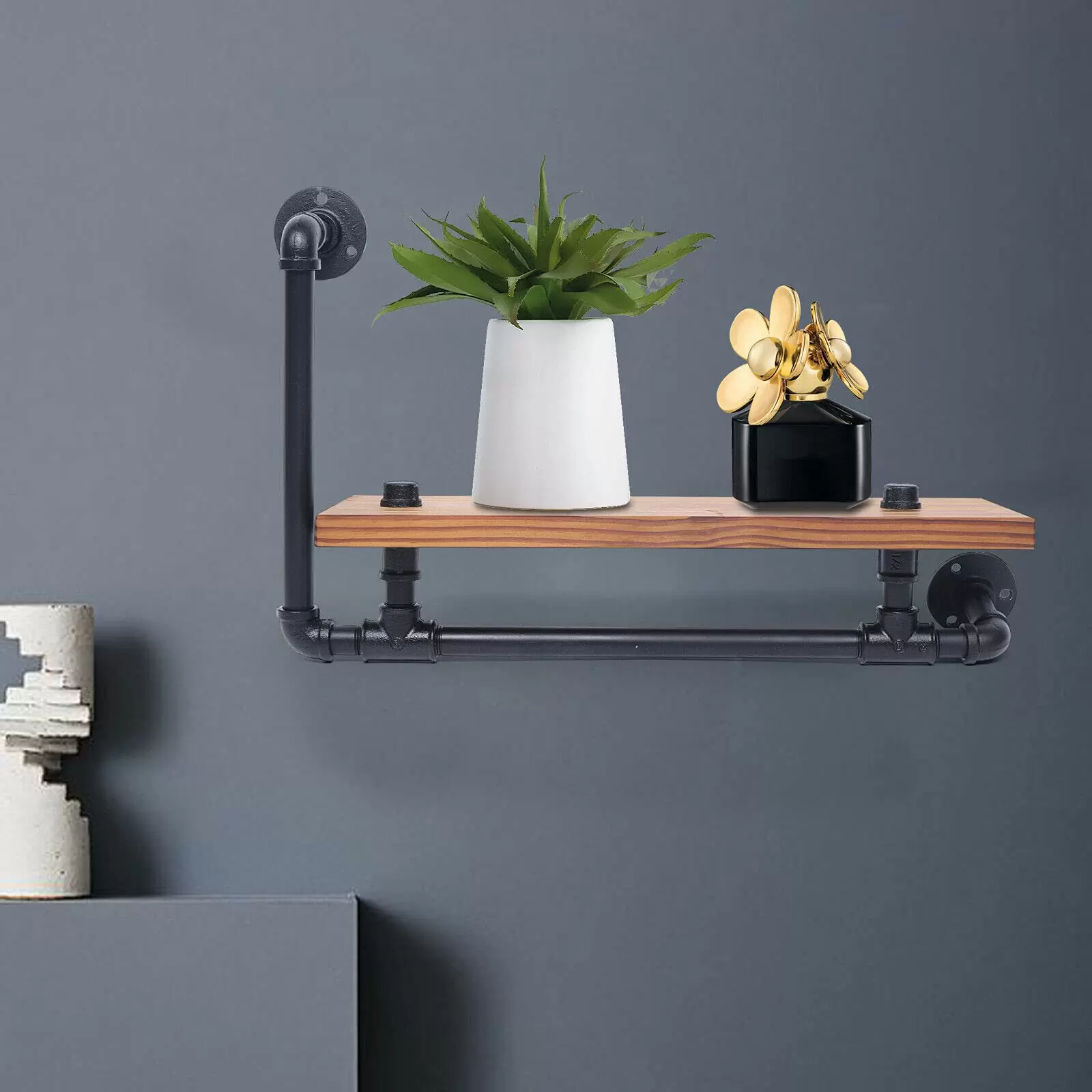 Wandregal Industrielle Wandhalterung Bücherregal Wall-Mounted Shelf für Schlafzimmer, Wohnzimmer