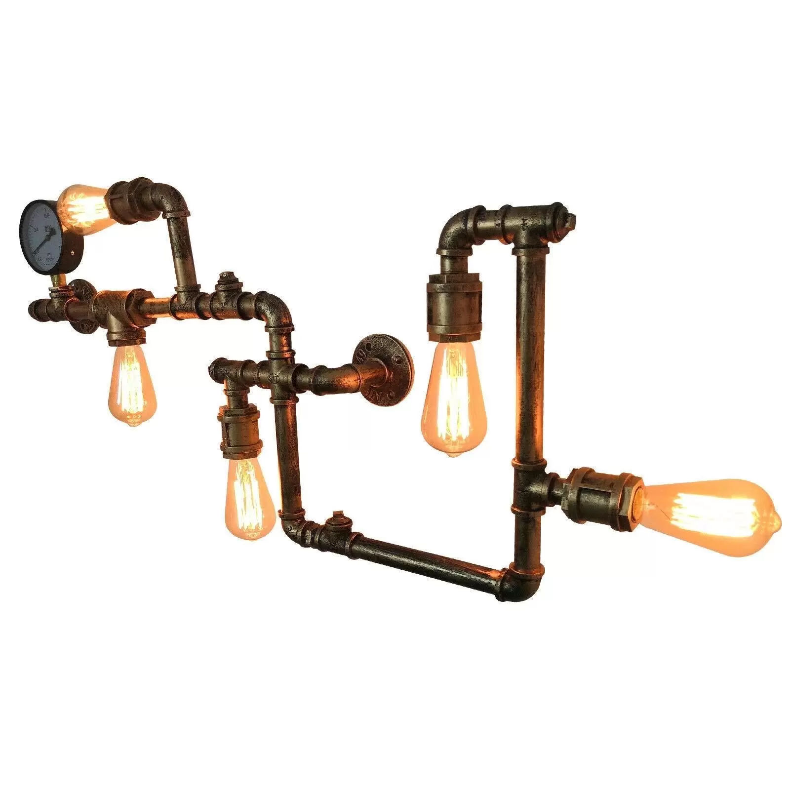 Wasserrohrform Metall Industrielle Kreative Wandleuchten 5 Glühbirnen Industrielampe Wand Lampe 220V
