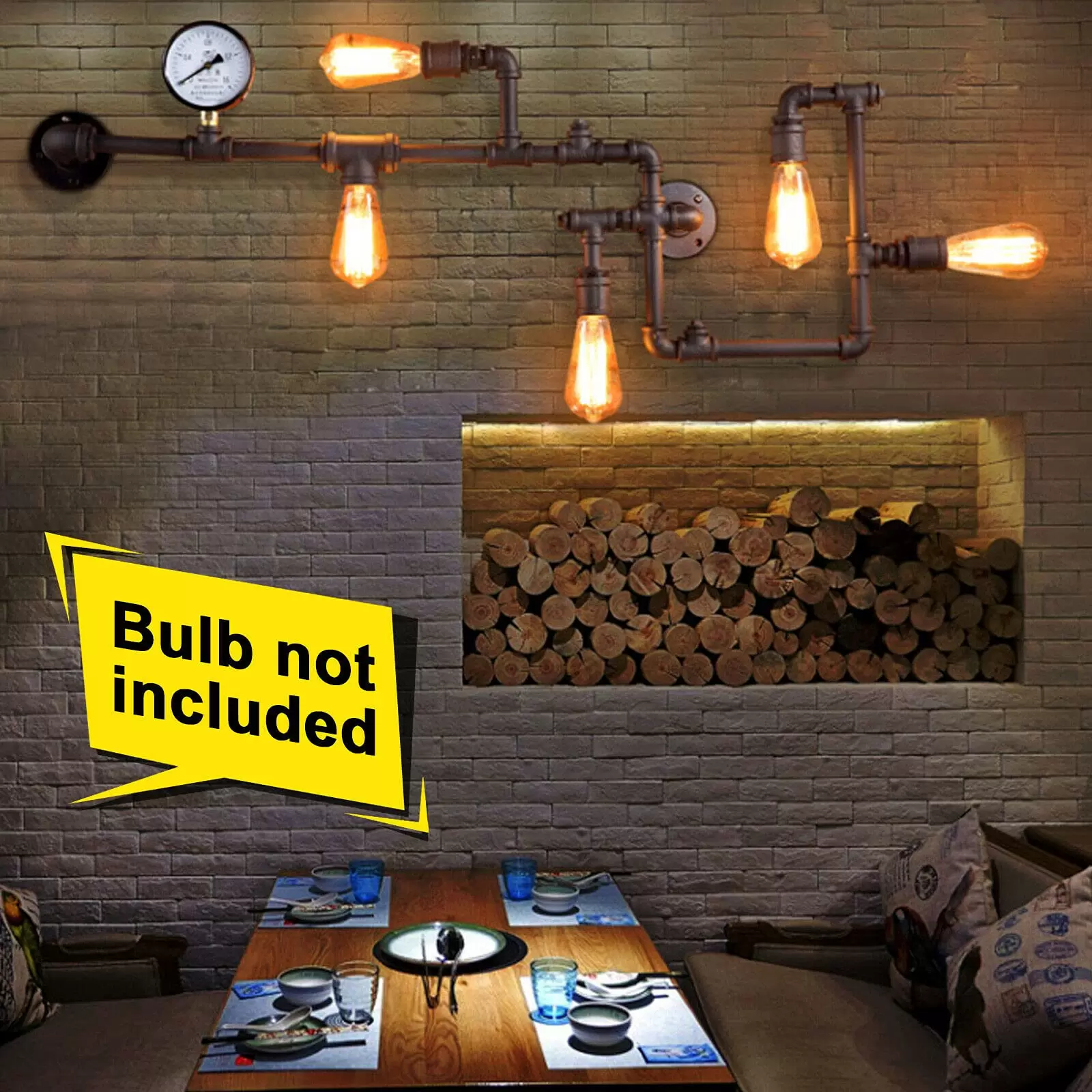 Wasserrohrform Metall Industrielle Kreative Wandleuchten 5 Glühbirnen Industrielampe Wand Lampe 220V