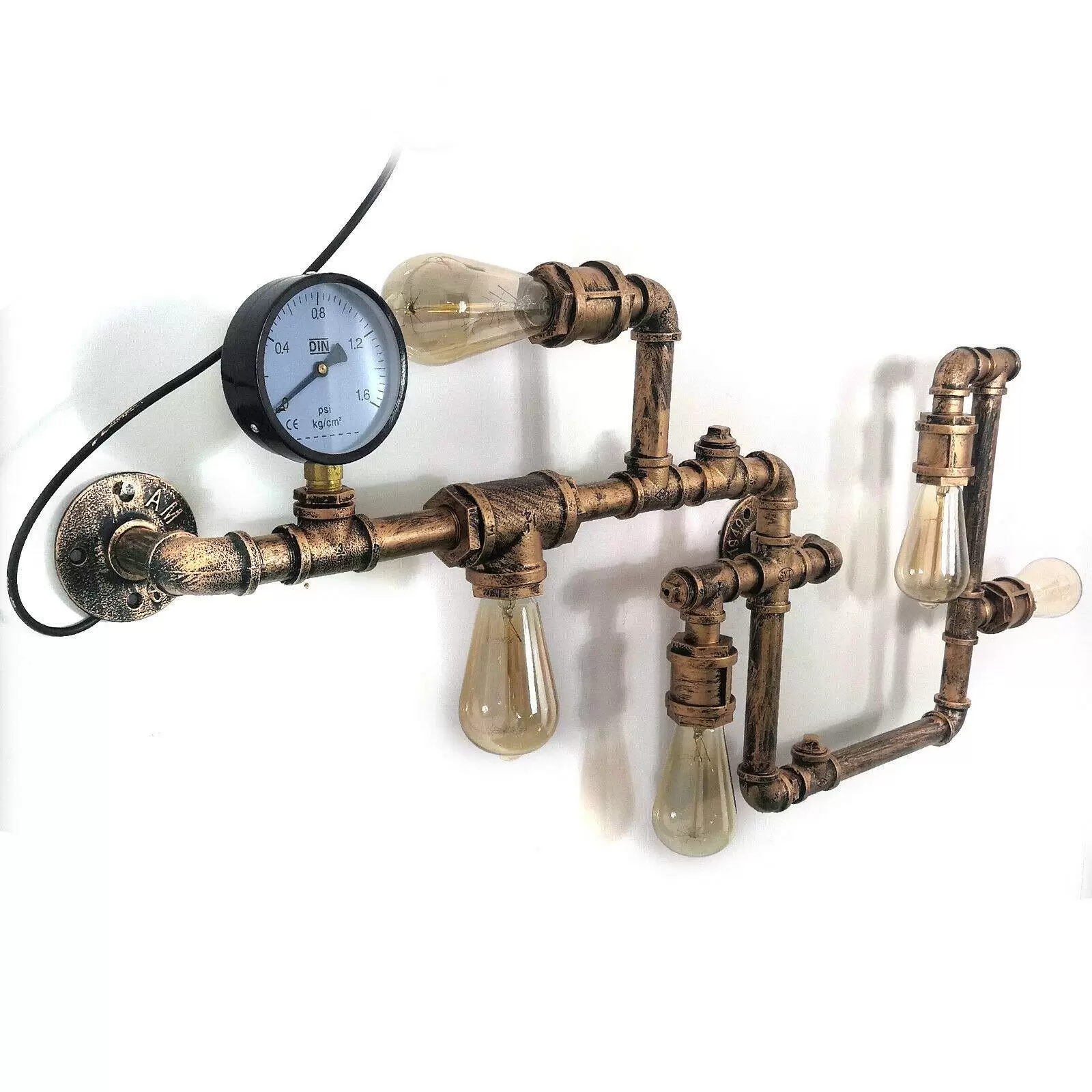 Wasserrohrform Metall Industrielle Kreative Wandleuchten 5 Glühbirnen Industrielampe Wand Lampe 220V