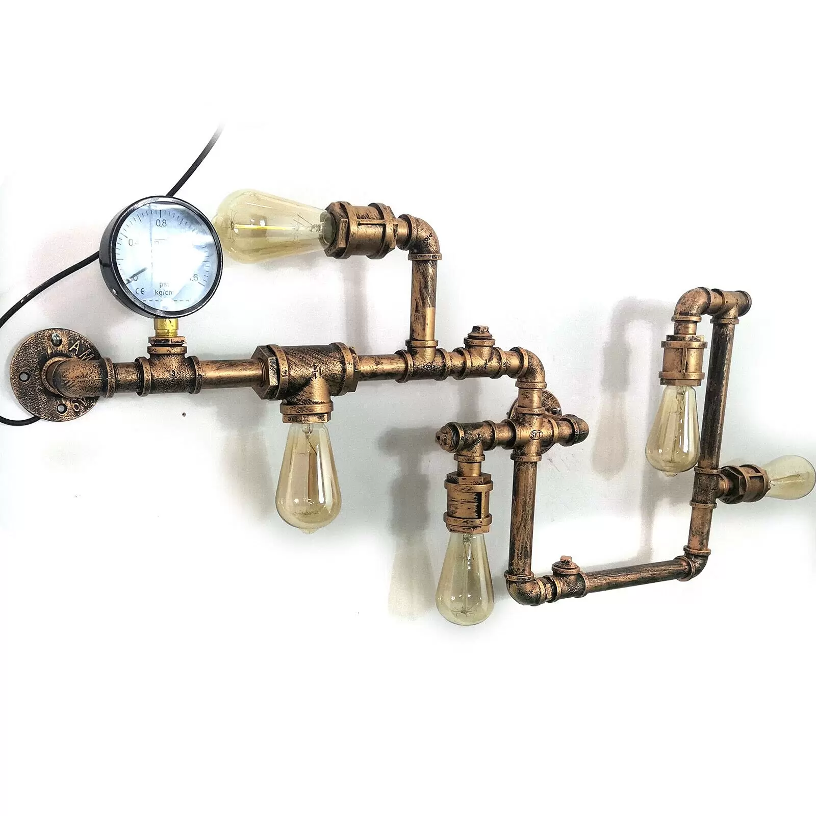 Wasserrohrform Metall Industrielle Kreative Wandleuchten 5 Glühbirnen Industrielampe Wand Lampe 220V