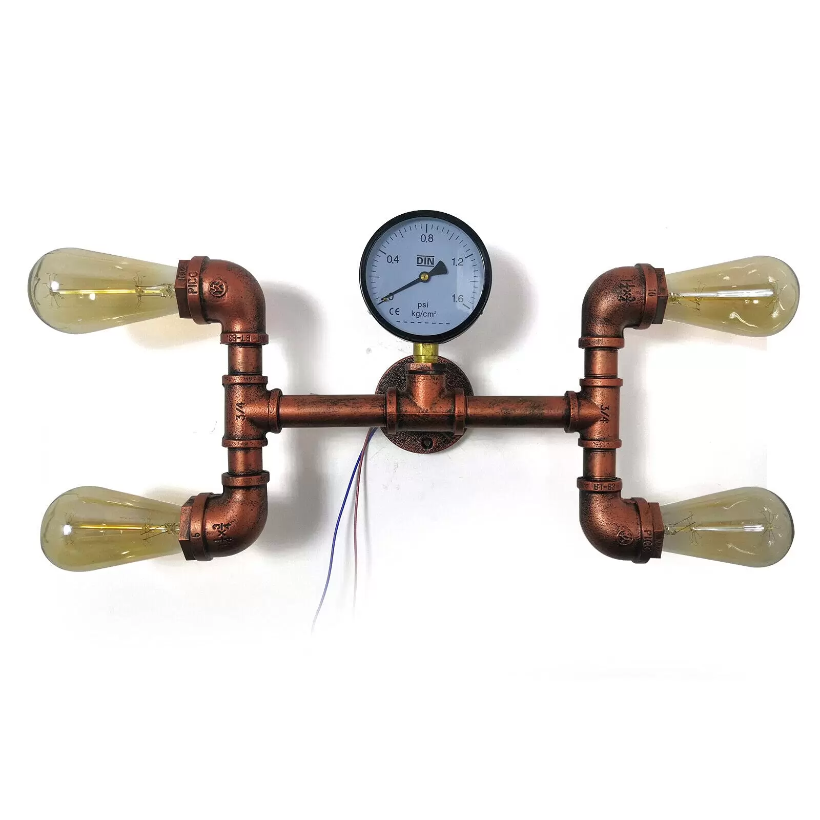 4 Kopf Antiquität Retro Rostig Wandleuchte Eisenrohr Wasserrohr Wandlampe 220V